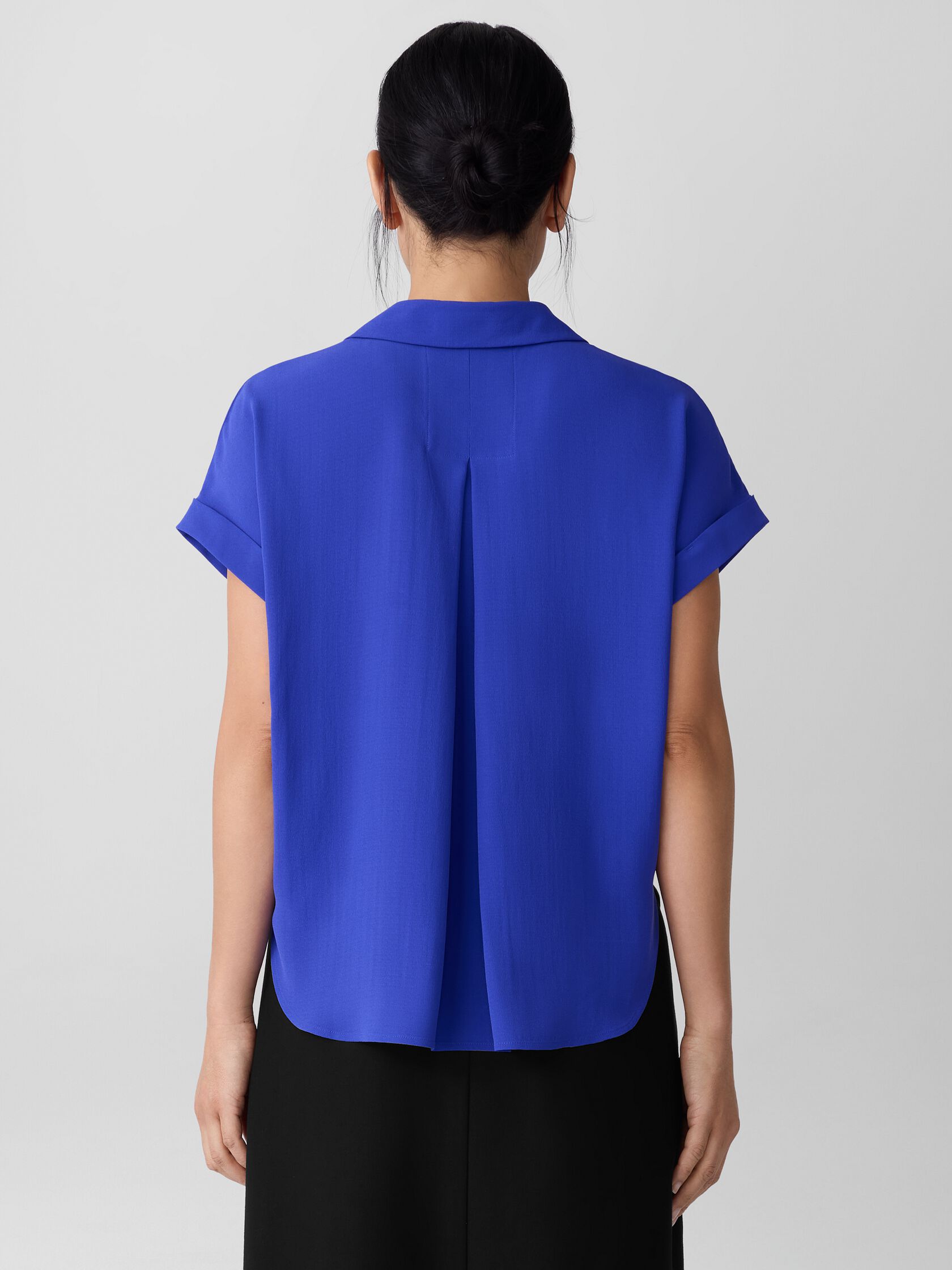 Silk Georgette Crepe&nbsp;Notch Collar Top