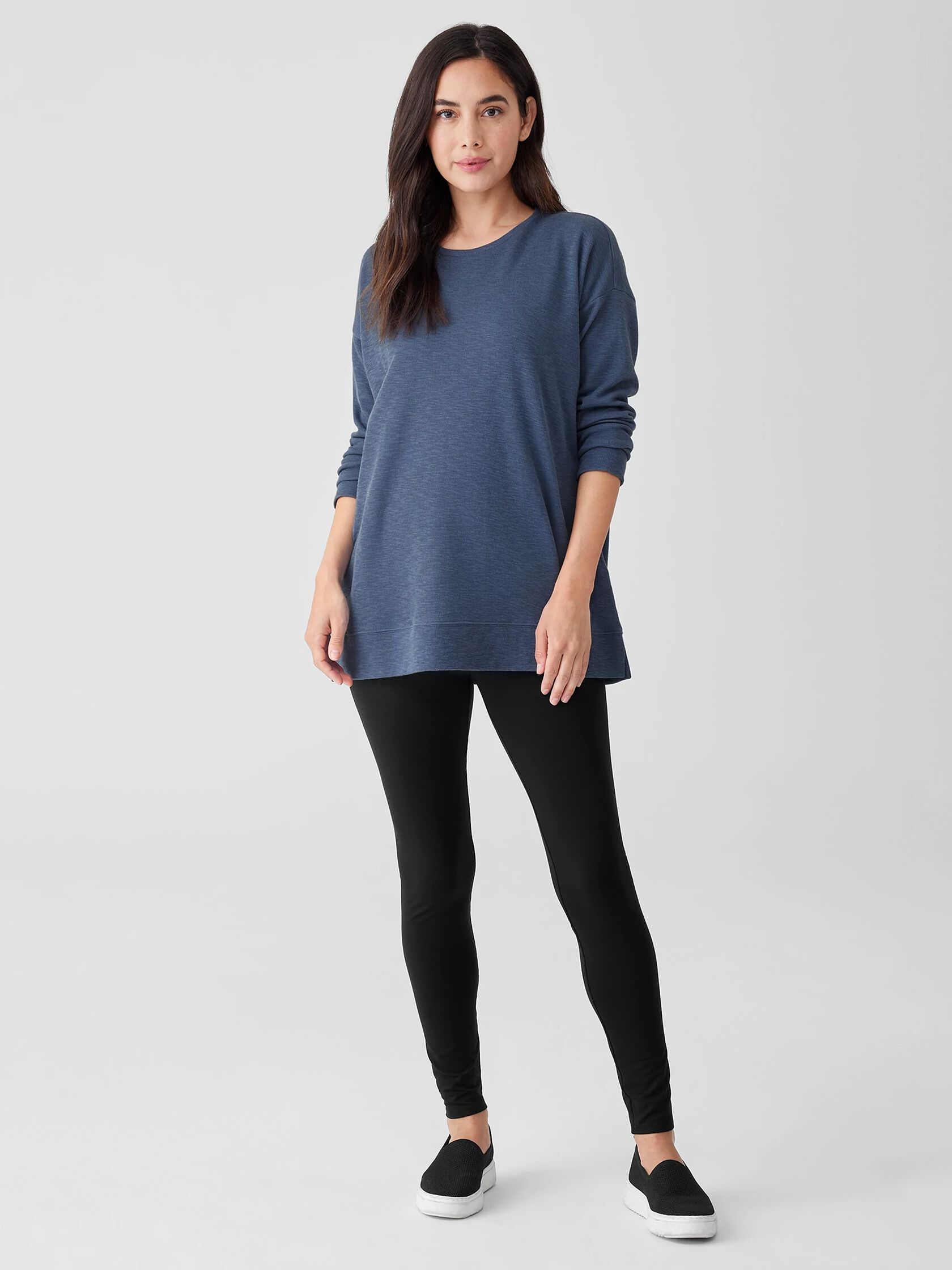 Organic Cotton Slubby Rib Knit Crew Neck Top