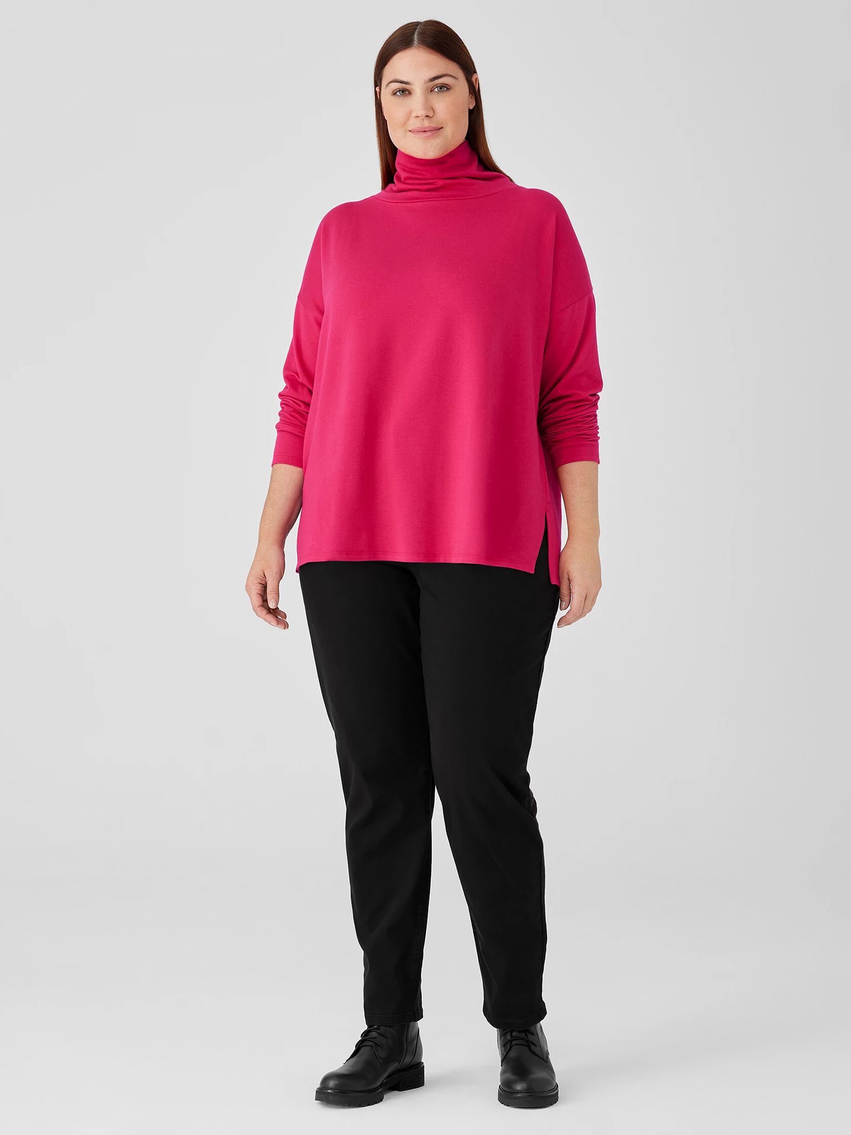 Cozy Brushed Terry Hug Funnel Neck Top