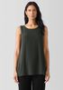 Silk Georgette Crepe Ballet Neck Long Tank