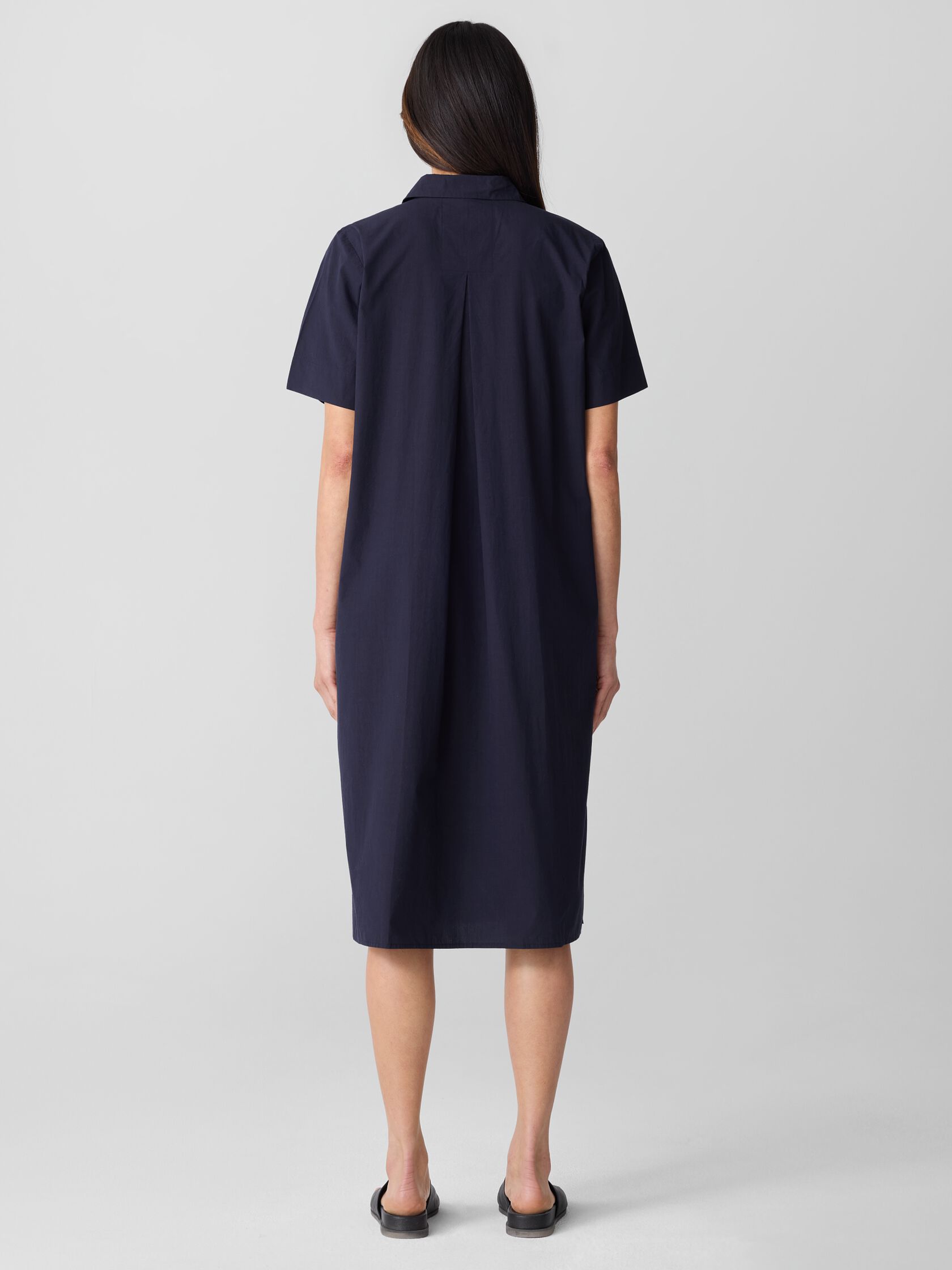 Washed Organic Cotton Poplin Classic Collar Shirtdress