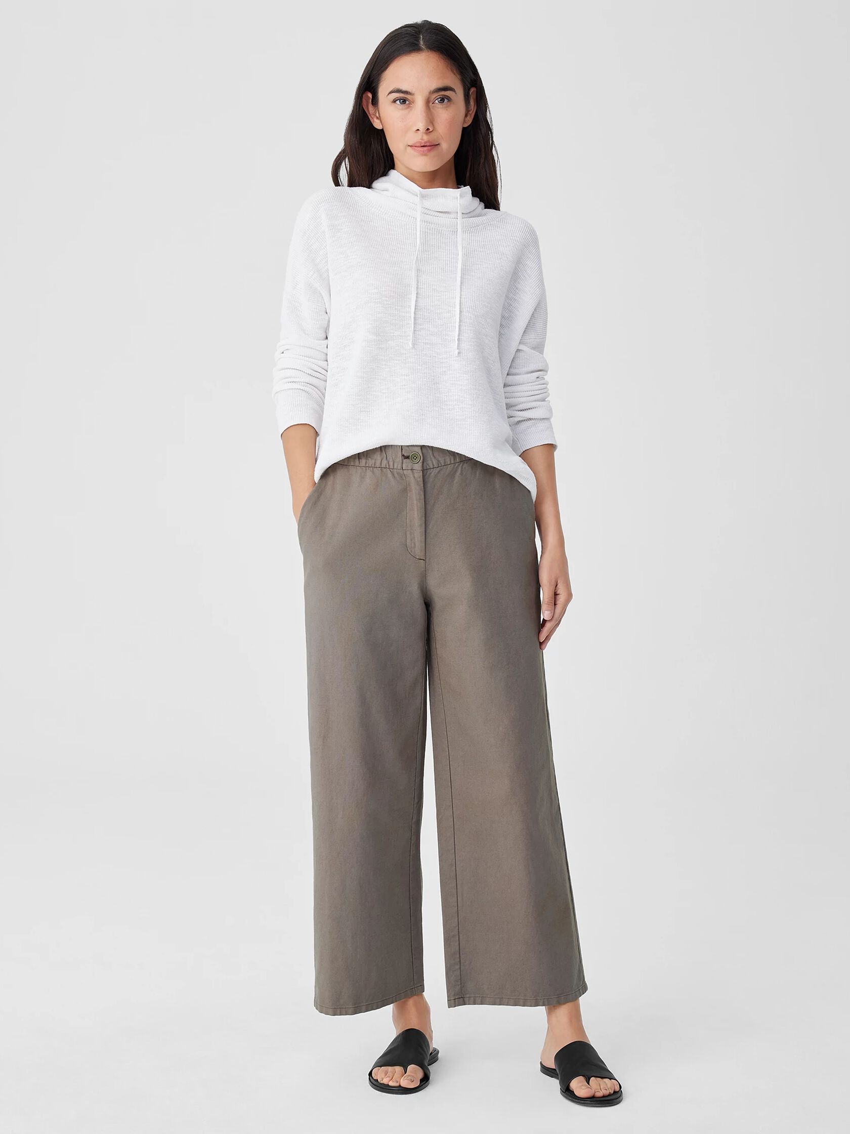 Cotton Hemp Stretch Wide-Leg Pant
