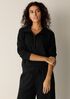 Waffle Cotton Blend Doubleknit High Collar Henley Top
