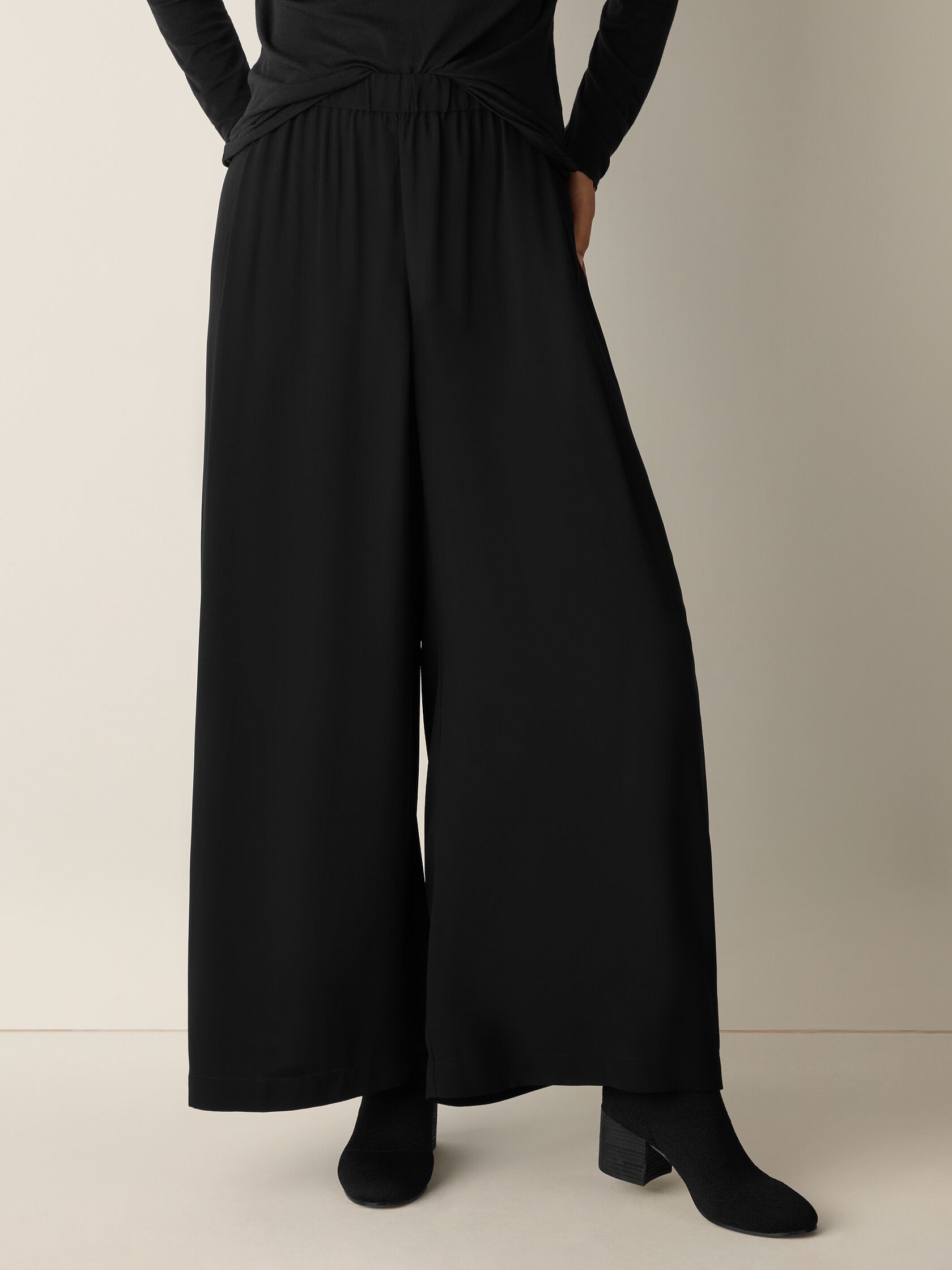 Silk Georgette Crepe Wide-Leg Pant