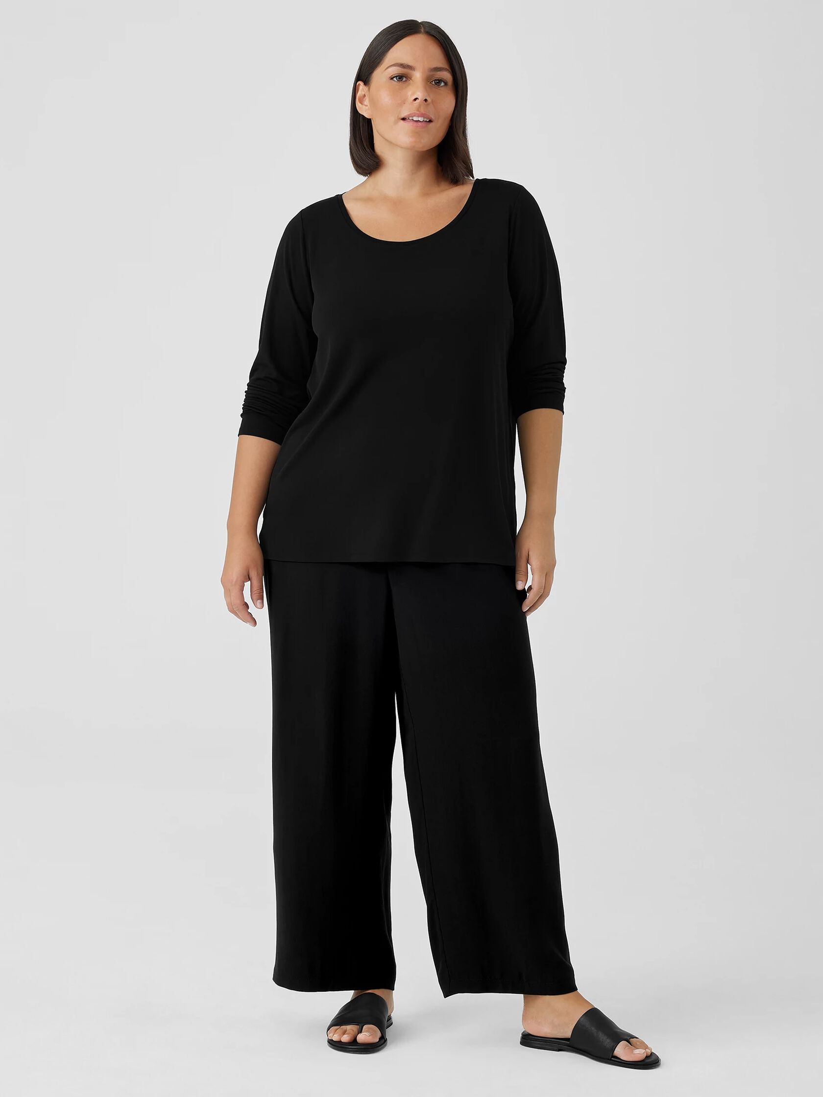 Stretch Silk Jersey Scoop Neck Top