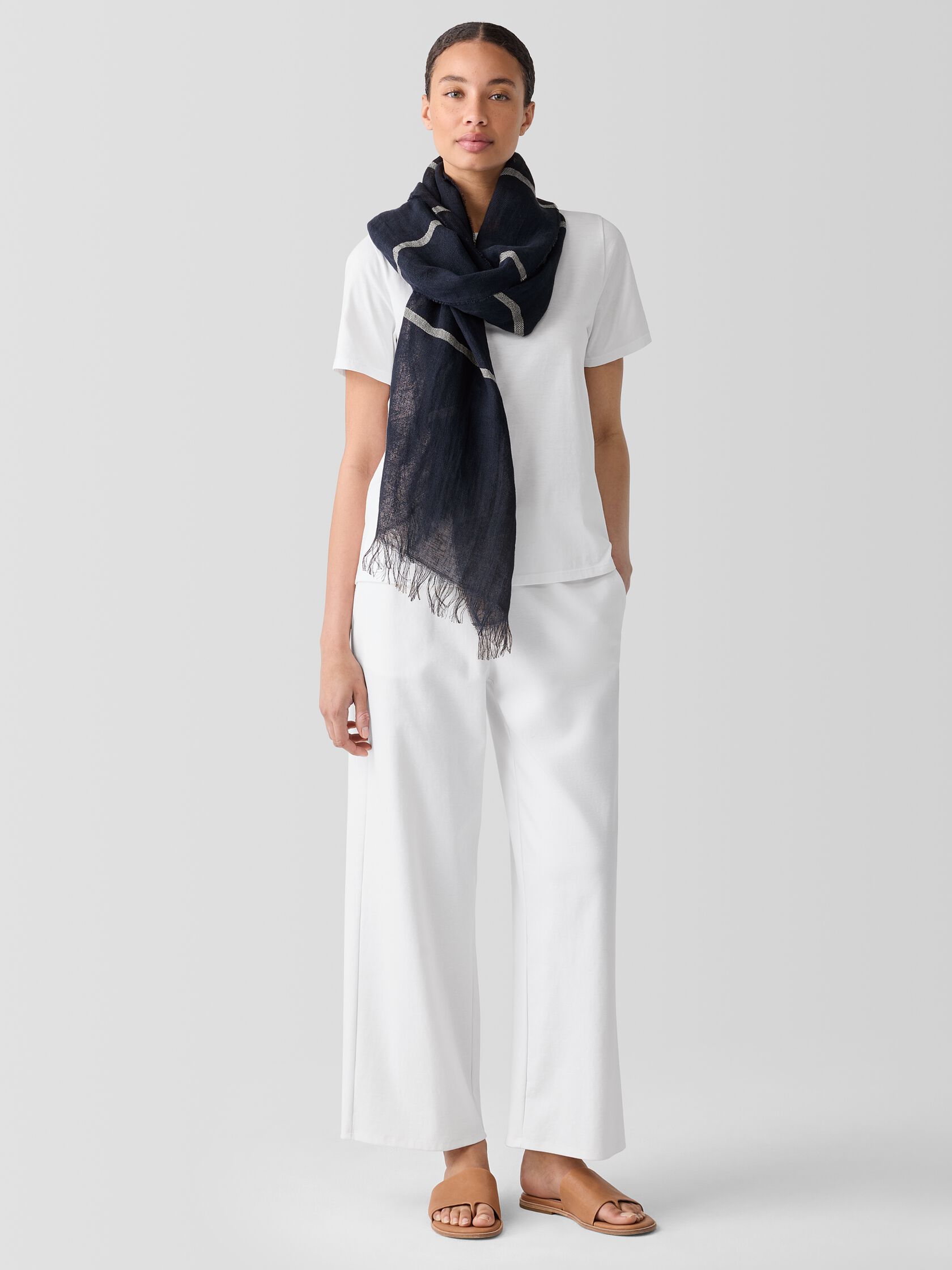 Striped Airy Linen Scarf