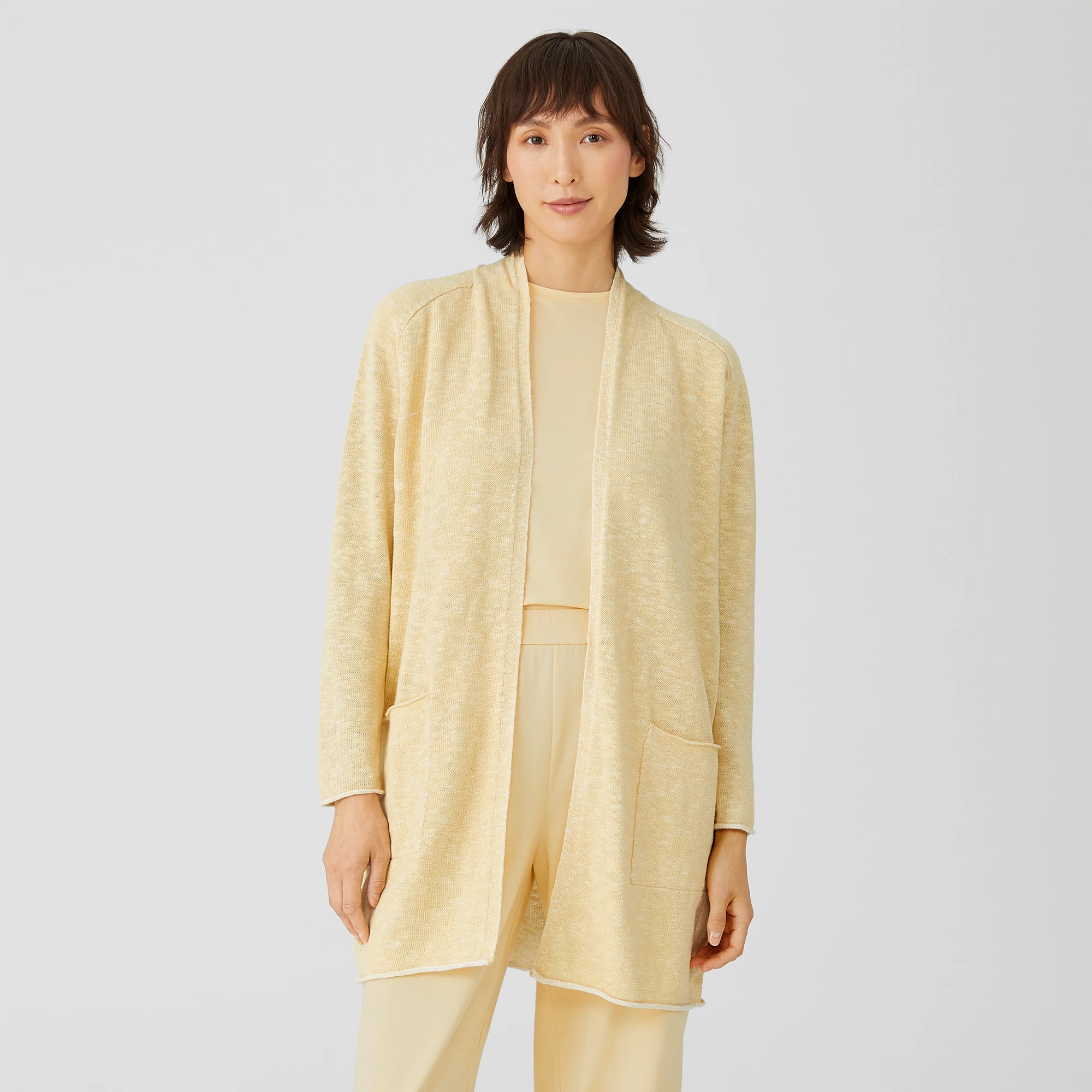 Organic Cotton Linen Slub Long Cardigan 