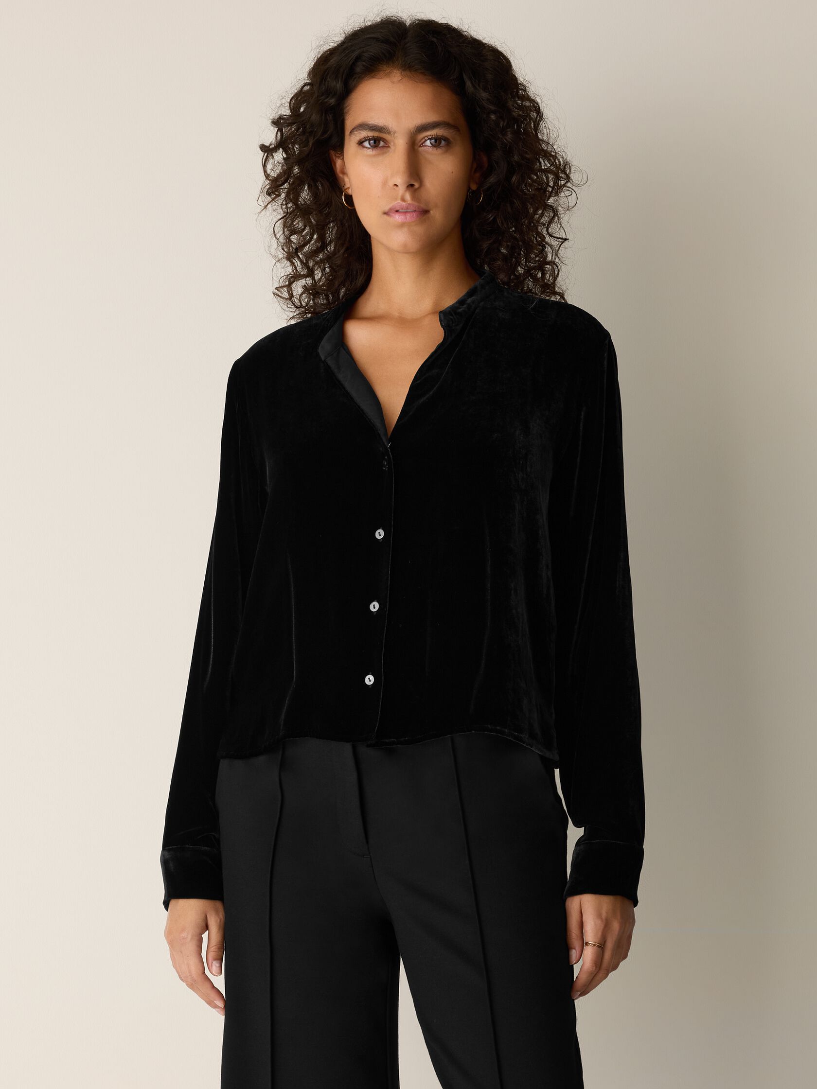 Velvet Band Collar Shirt