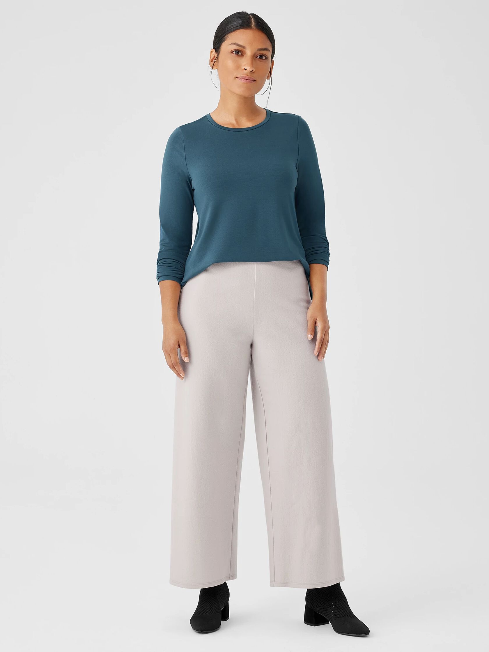 Boiled Wool Jersey Wide-Leg Pant