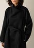 Lustrous Wool Drape Neck Coat