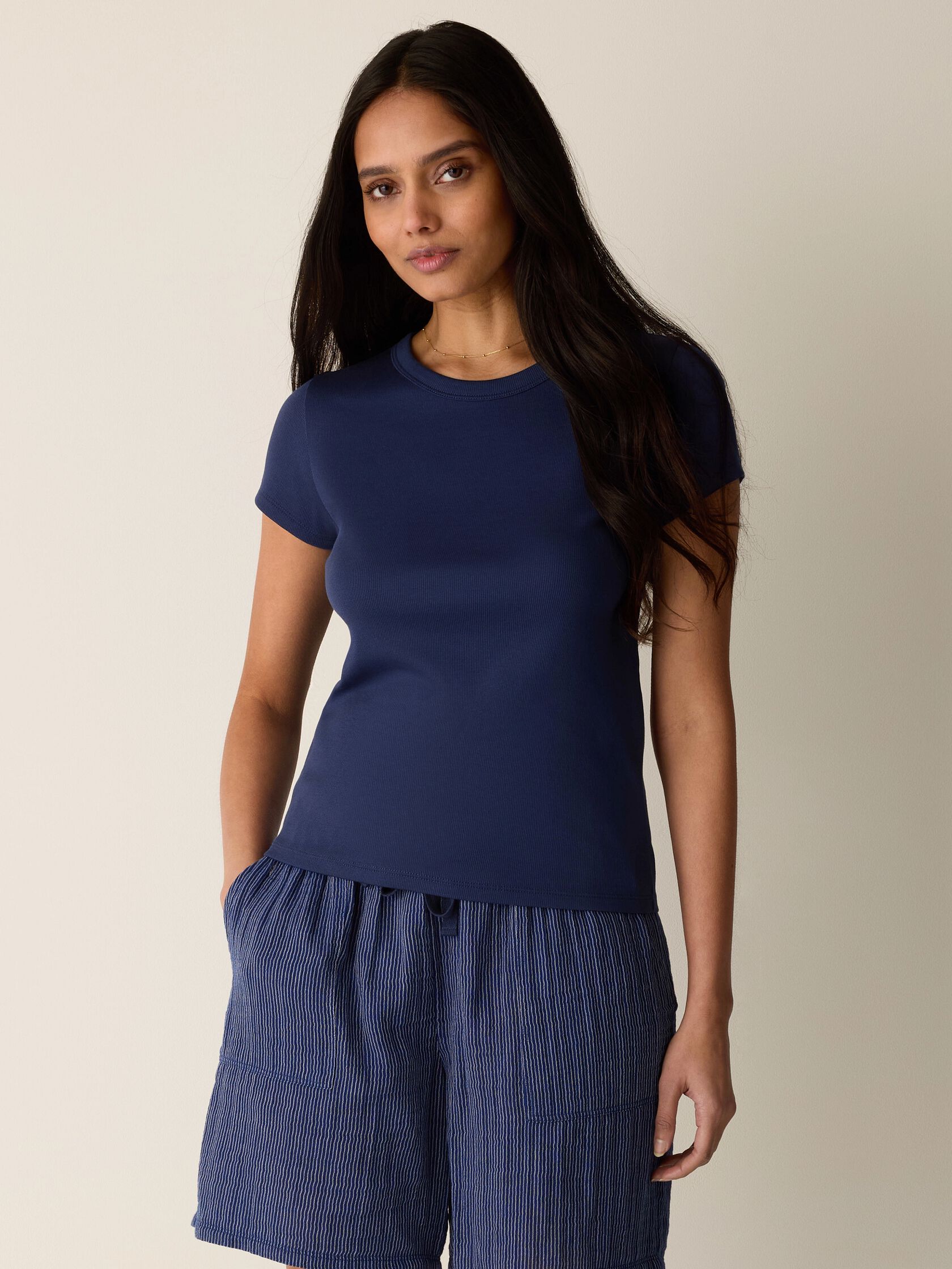 Organic Cotton Stretch Rib Crew Neck Tee