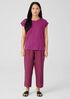 Organic Linen Jersey Shirred-Back Top