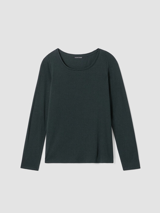 Ribbed Pima Cotton Blend Scoop Neck Top