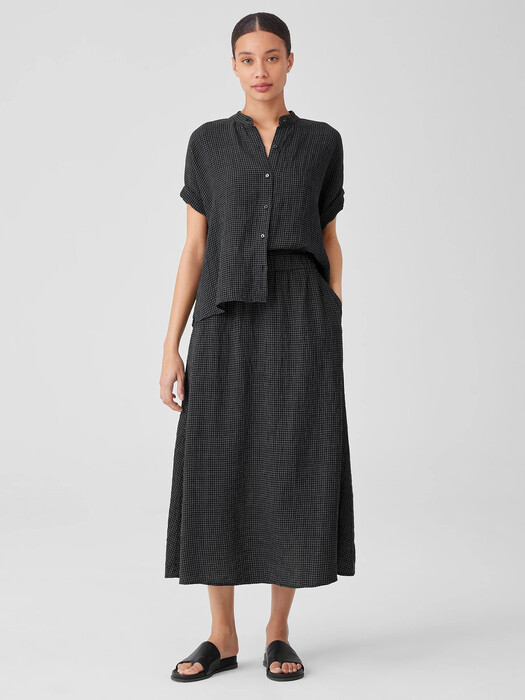 Puckered Organic Linen Pocket Skirt