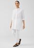 Washed Organic Cotton Poplin Mandarin Collar Long Shirt