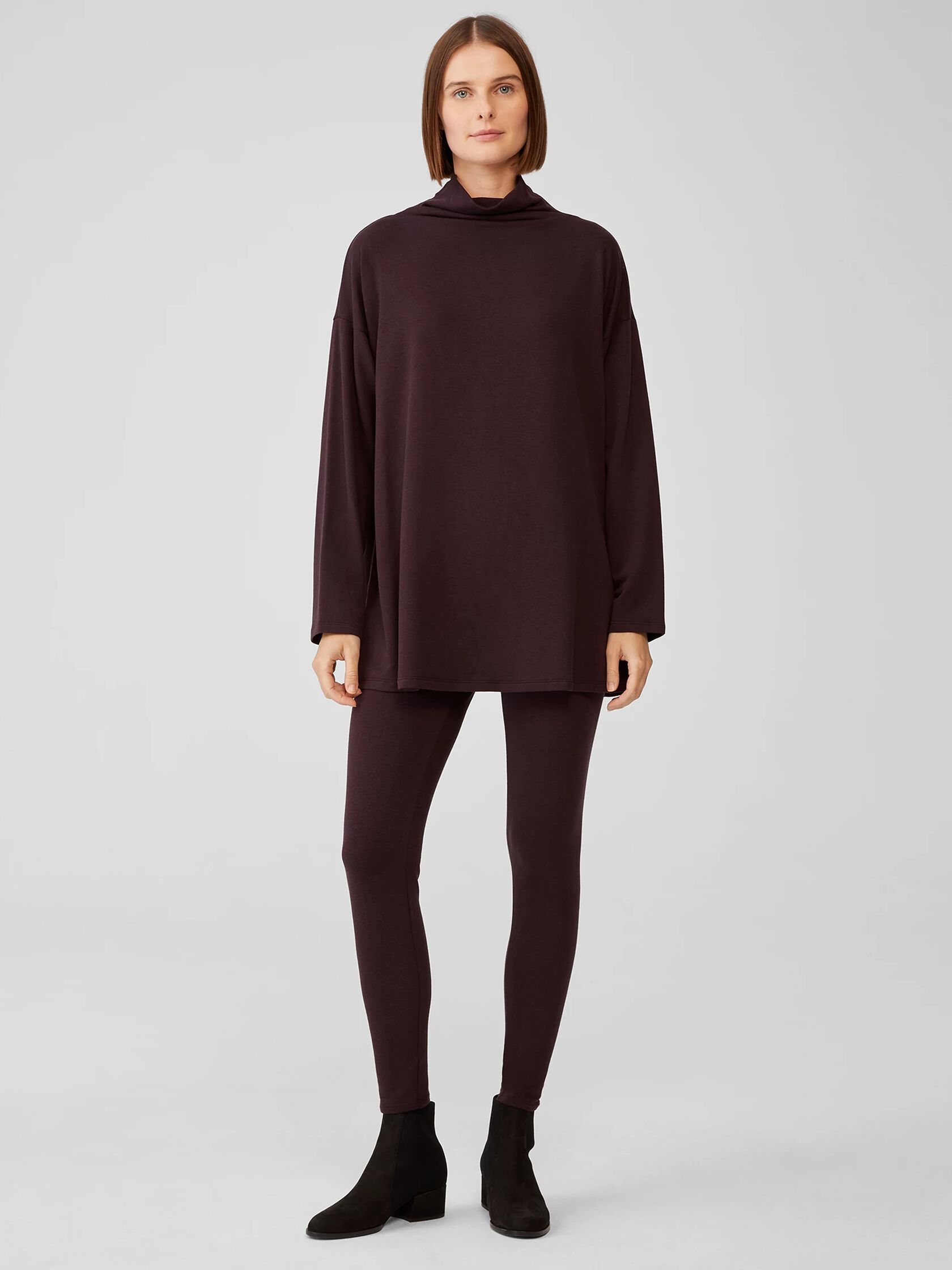 Cozy Brushed Terry Funnel Neck Top