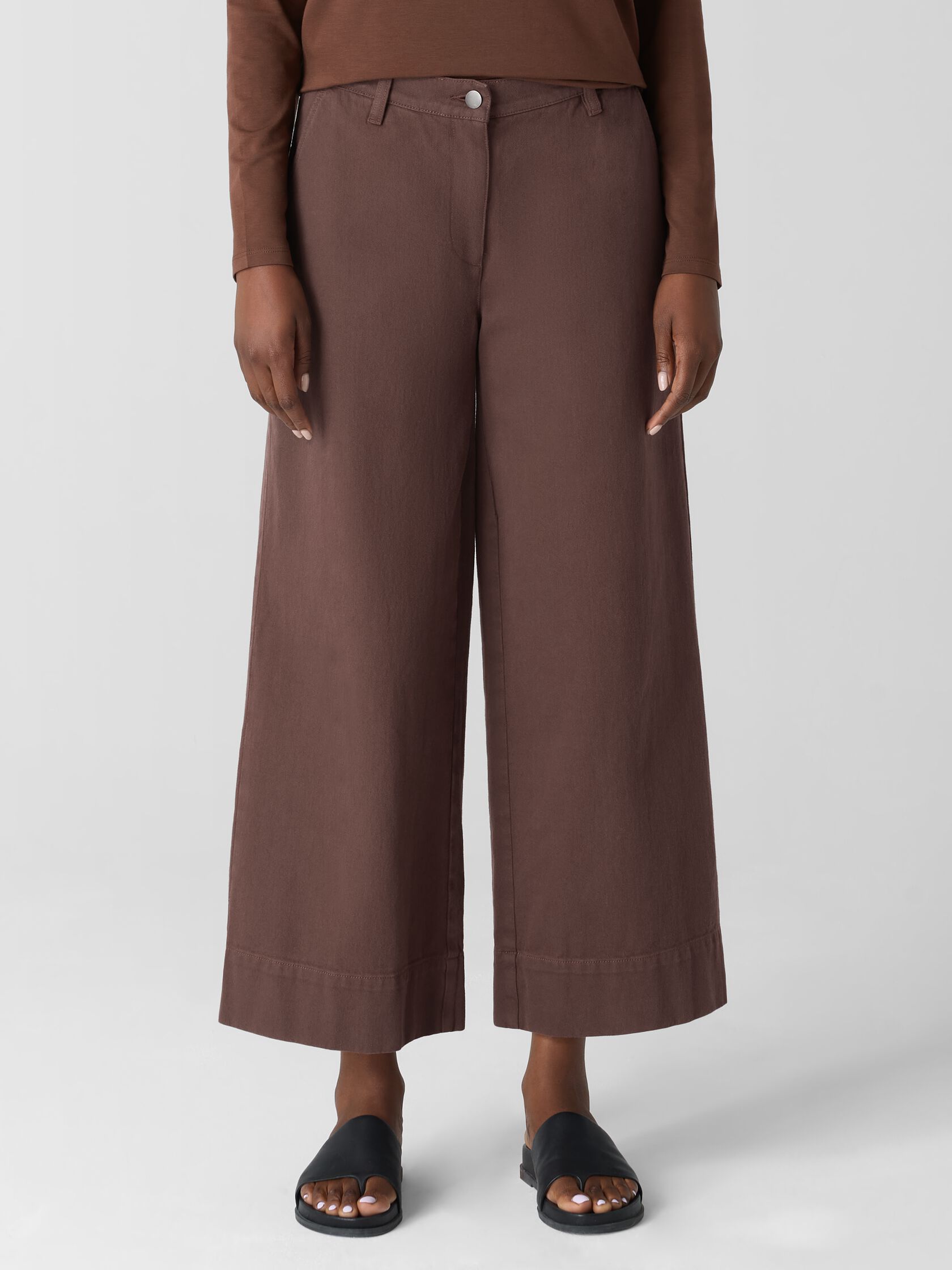 Garment-Dyed Utility Cotton Wide-Leg Pant