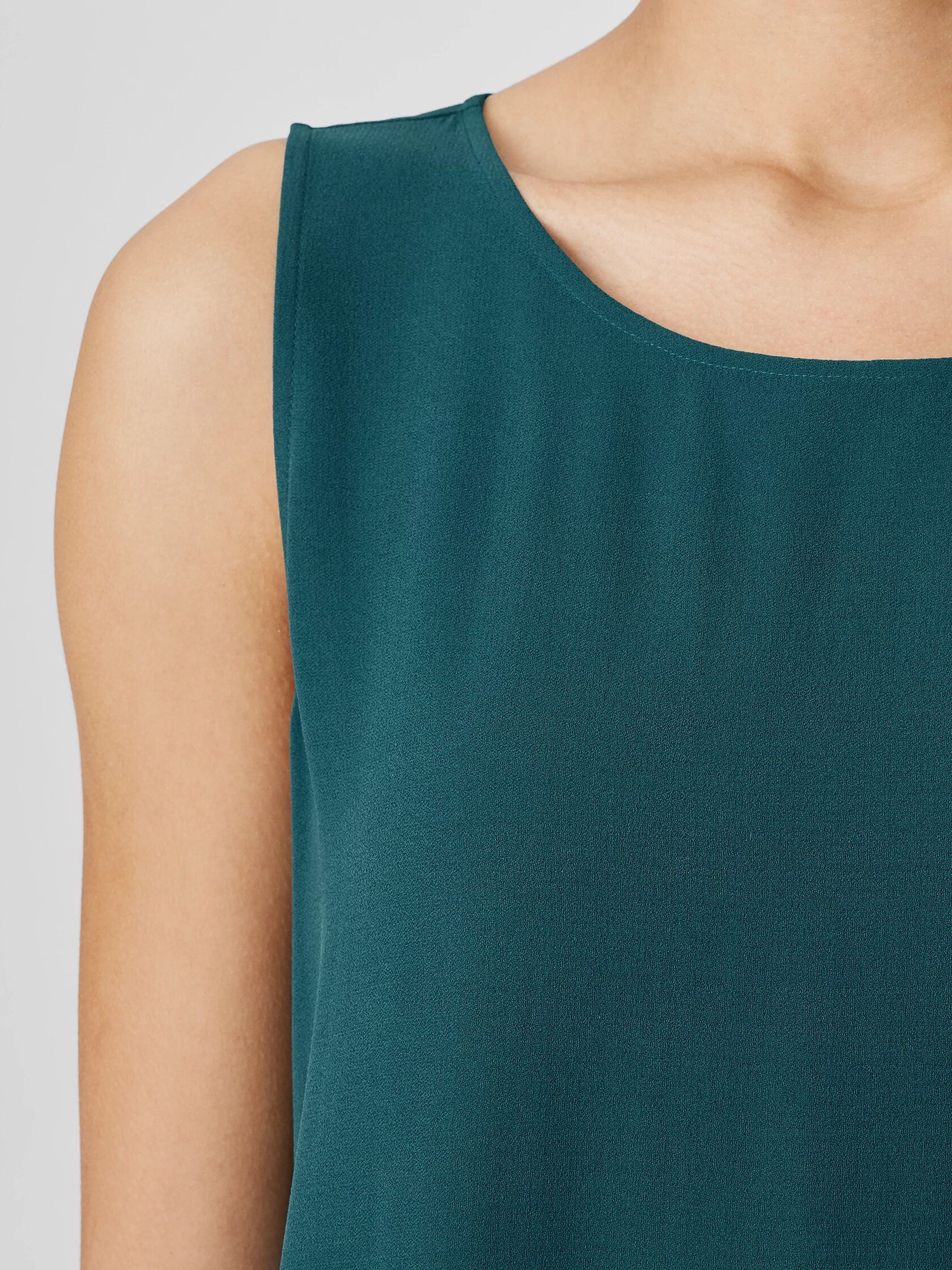 Silk Georgette Crepe&nbsp;Ballet Neck Long Tank