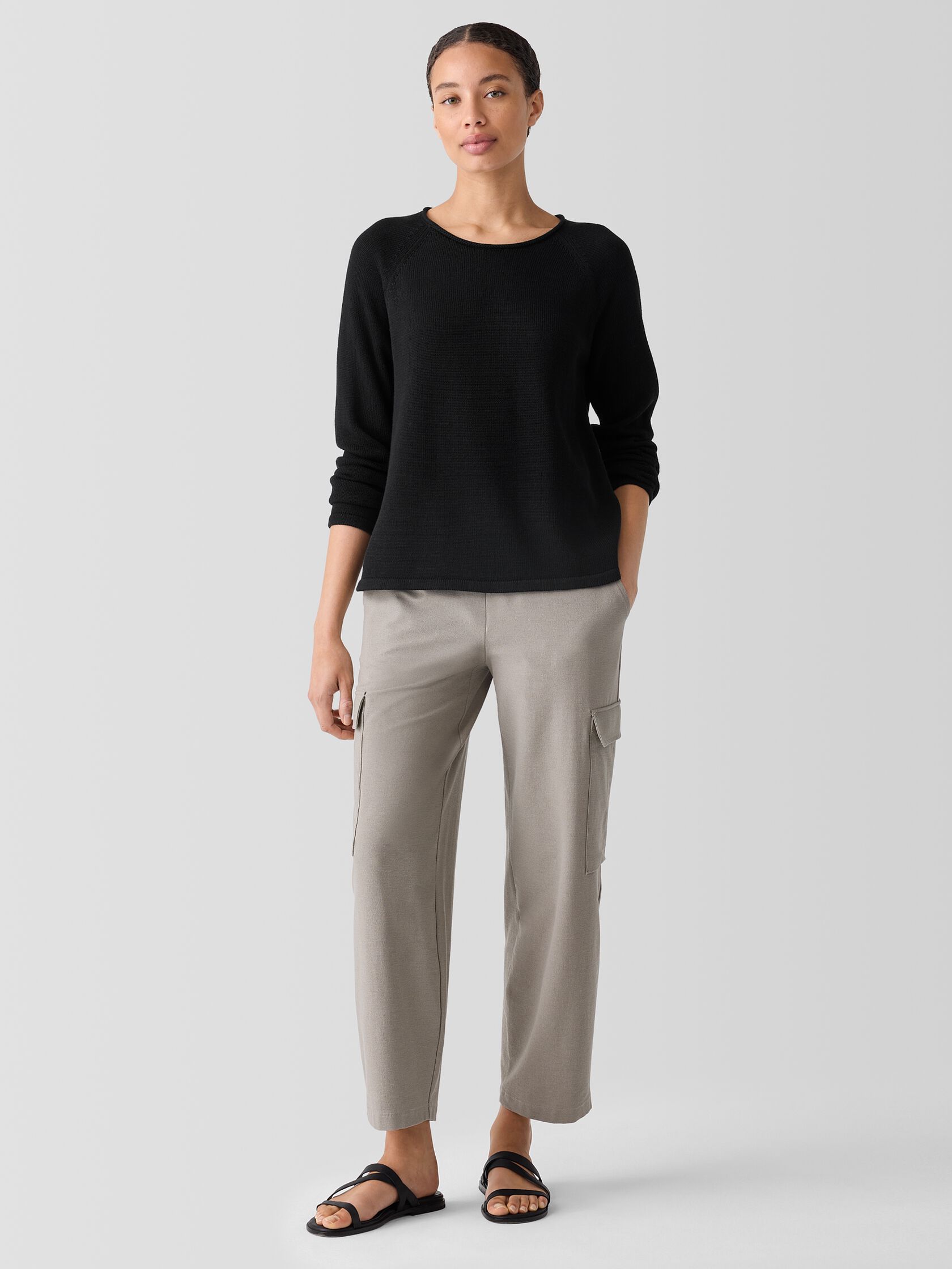 Peruvian Cotton Blend Crew Neck Top