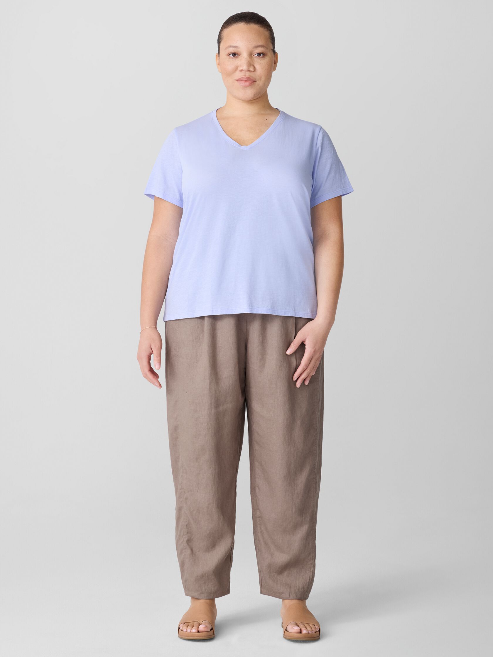 Organic Cotton Slubby Jersey V-Neck Tee