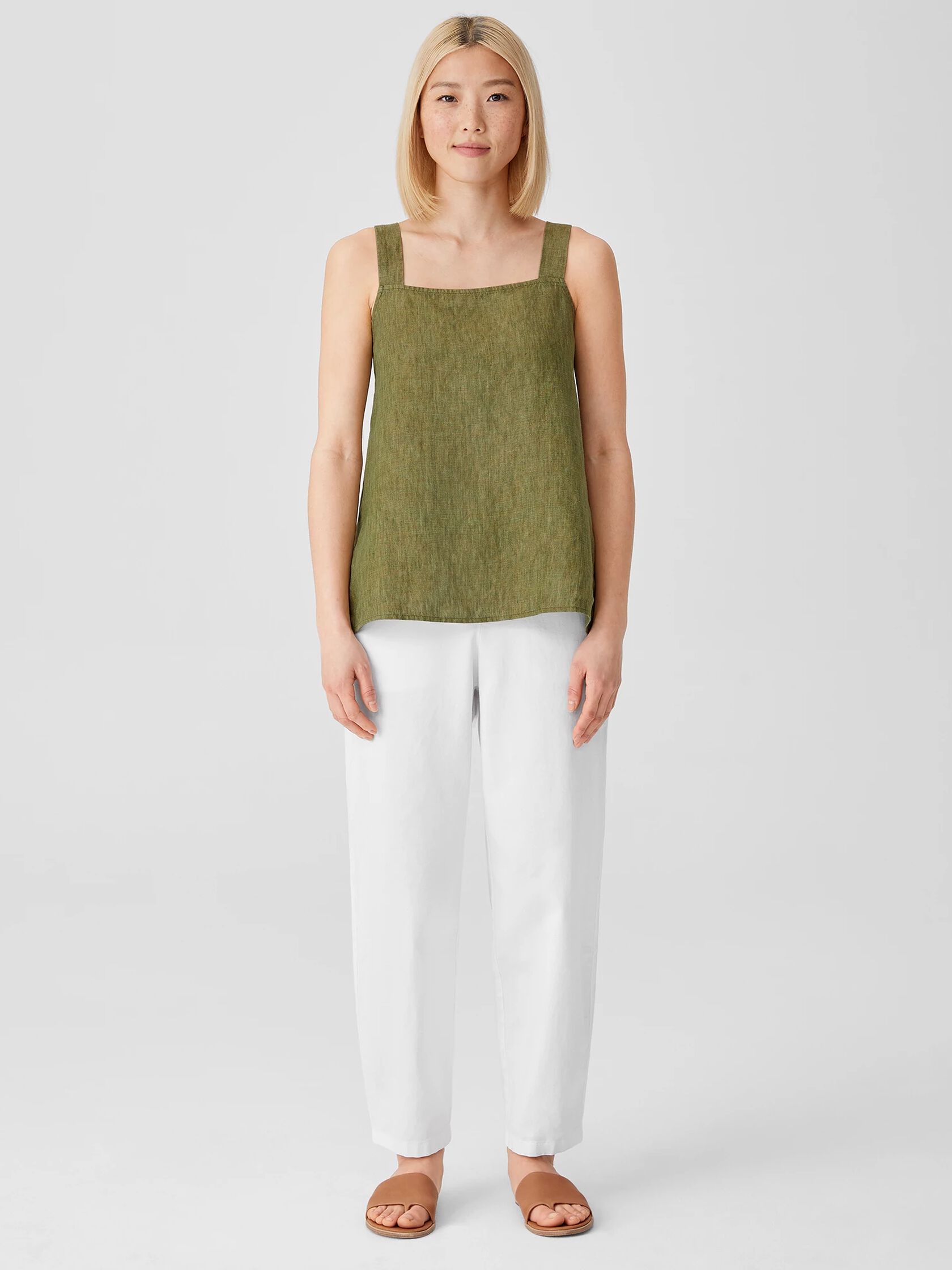 Washed Organic Linen Delave Tank