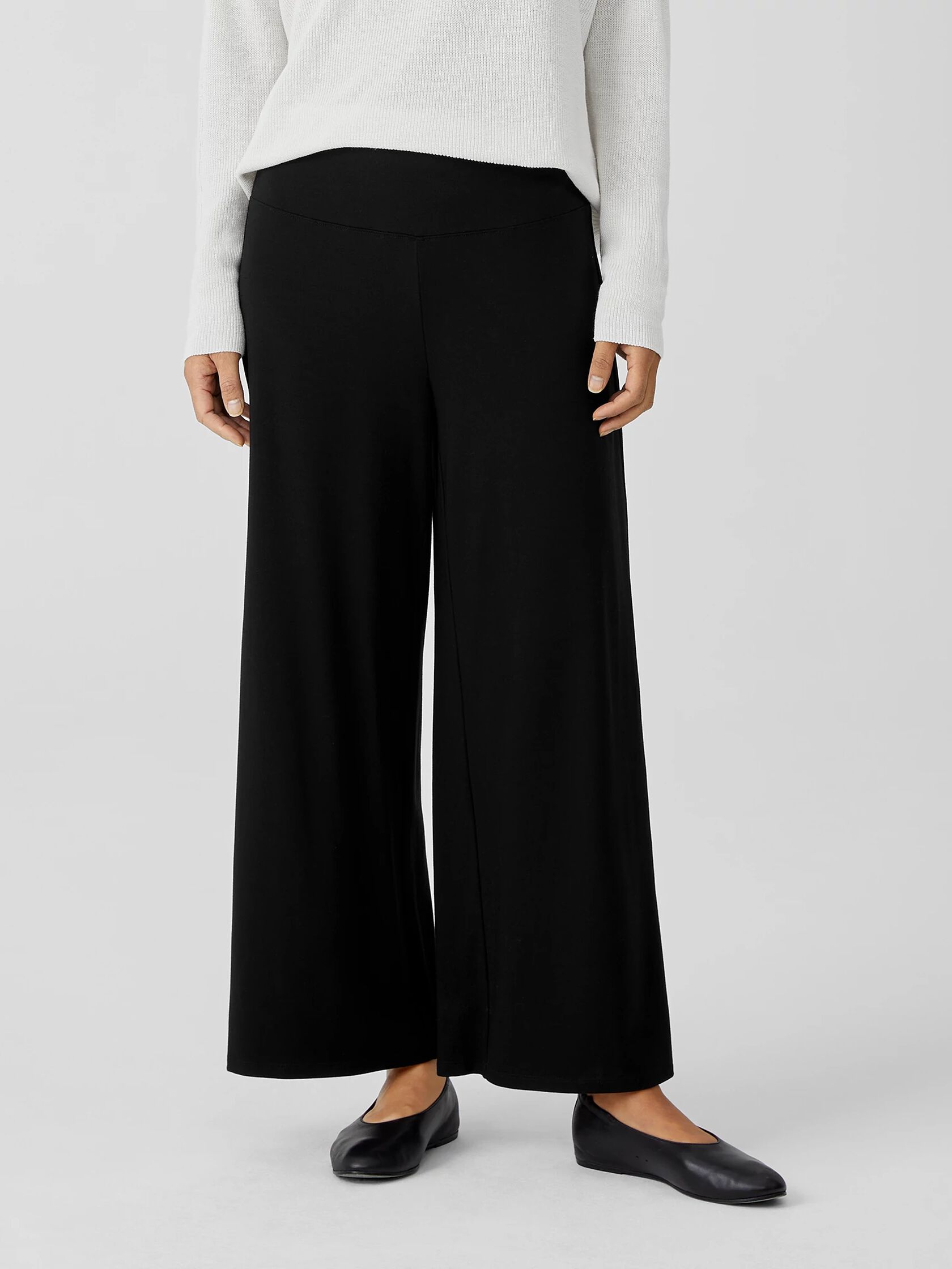 Stretch Jersey Knit Wide-Leg Pant