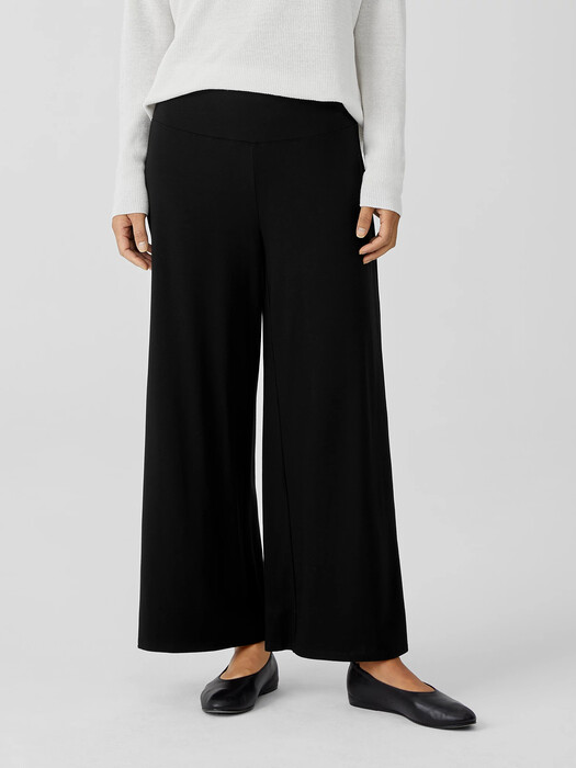 Stretch Jersey Knit Wide-Leg Pant