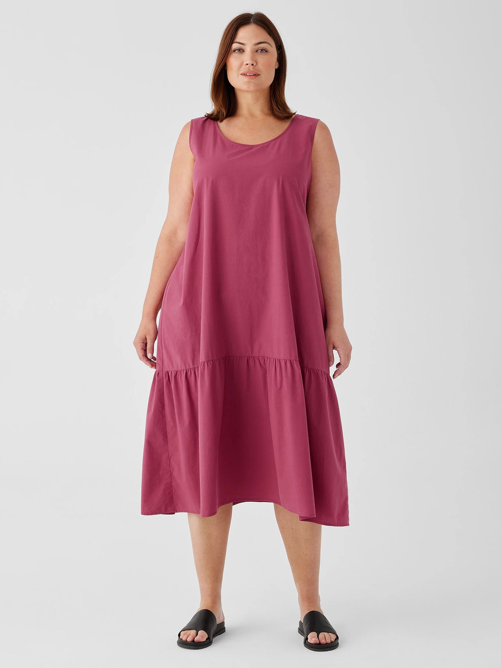 Washed Organic Cotton Poplin Tiered Dress