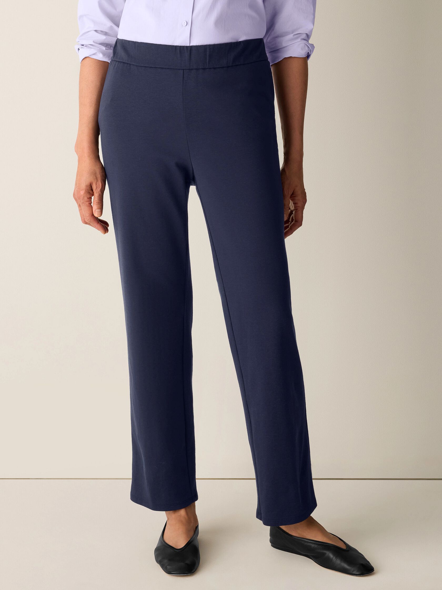 Cotton Blend Ponte Straight Pant