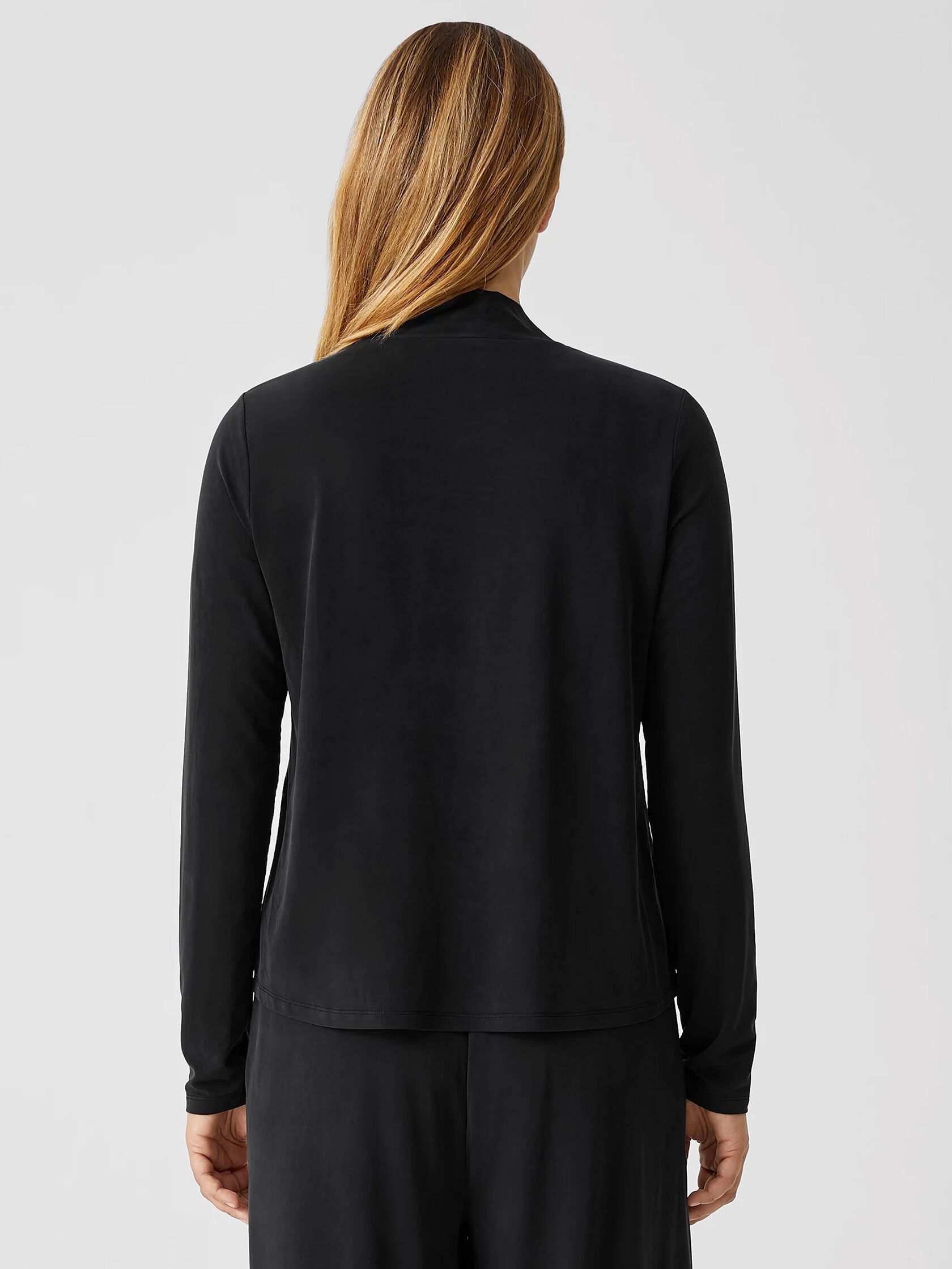 Sandwashed Cupro Knit Mock Neck Top