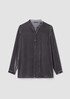 Velvet Band Collar Long Shirt