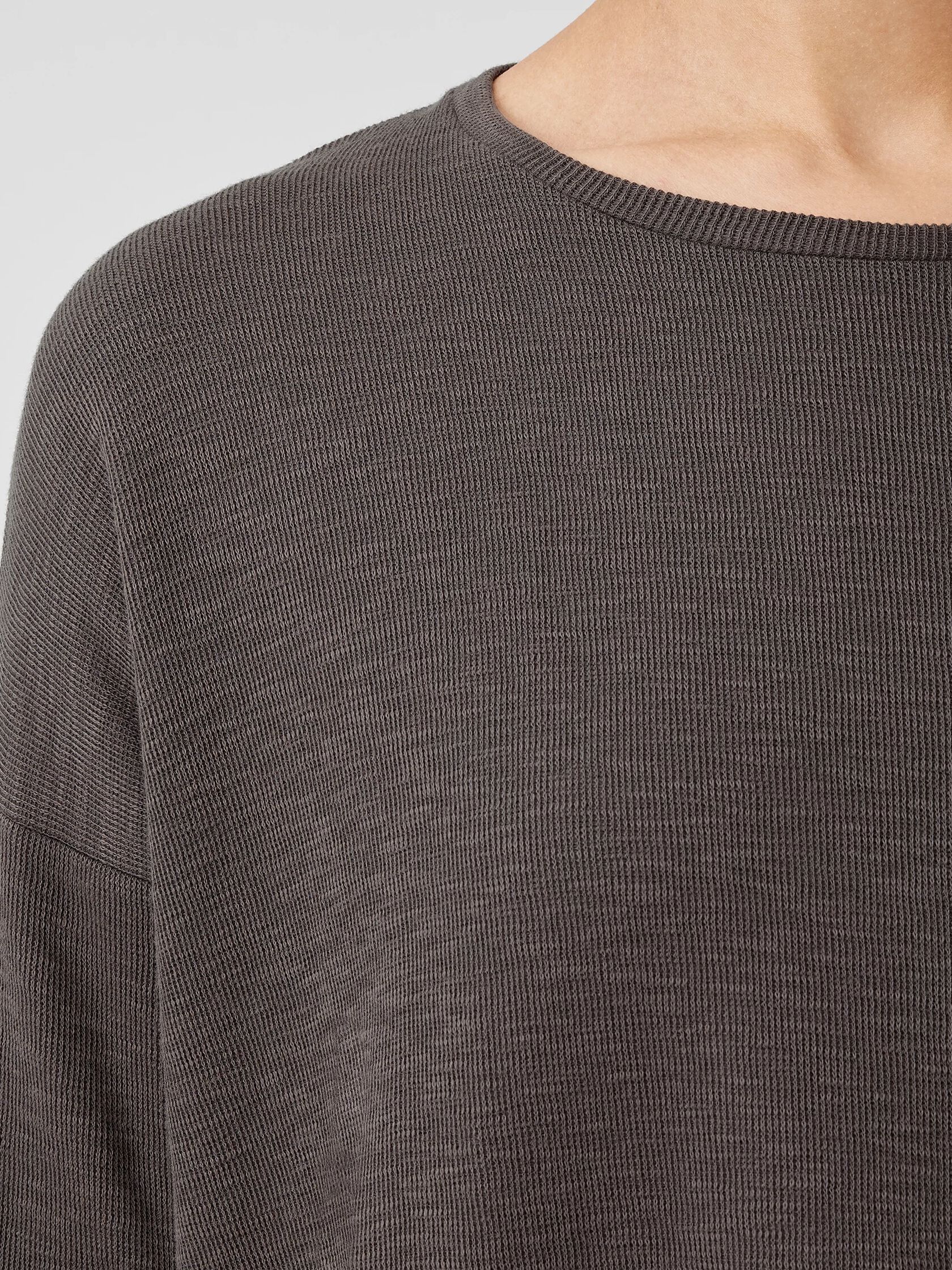 Organic Cotton Slubby Rib Knit Crew Neck Top