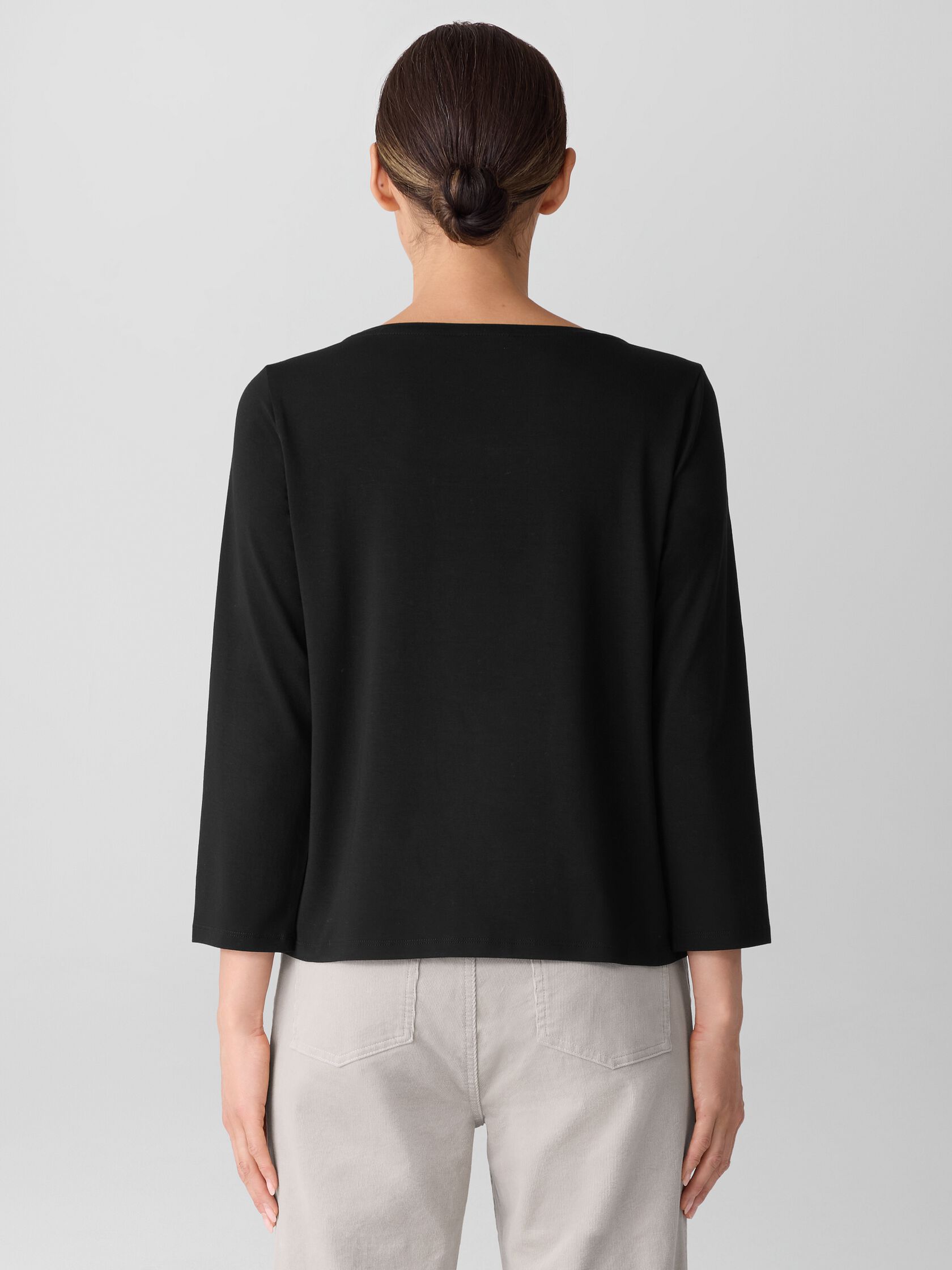 Stretch Jersey Knit Scoop Neck Top