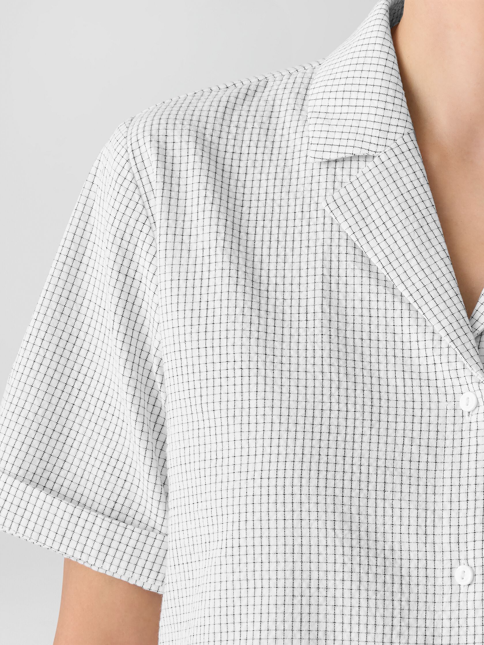 Organic Cotton Ripple Checkered Notch Collar Shirt