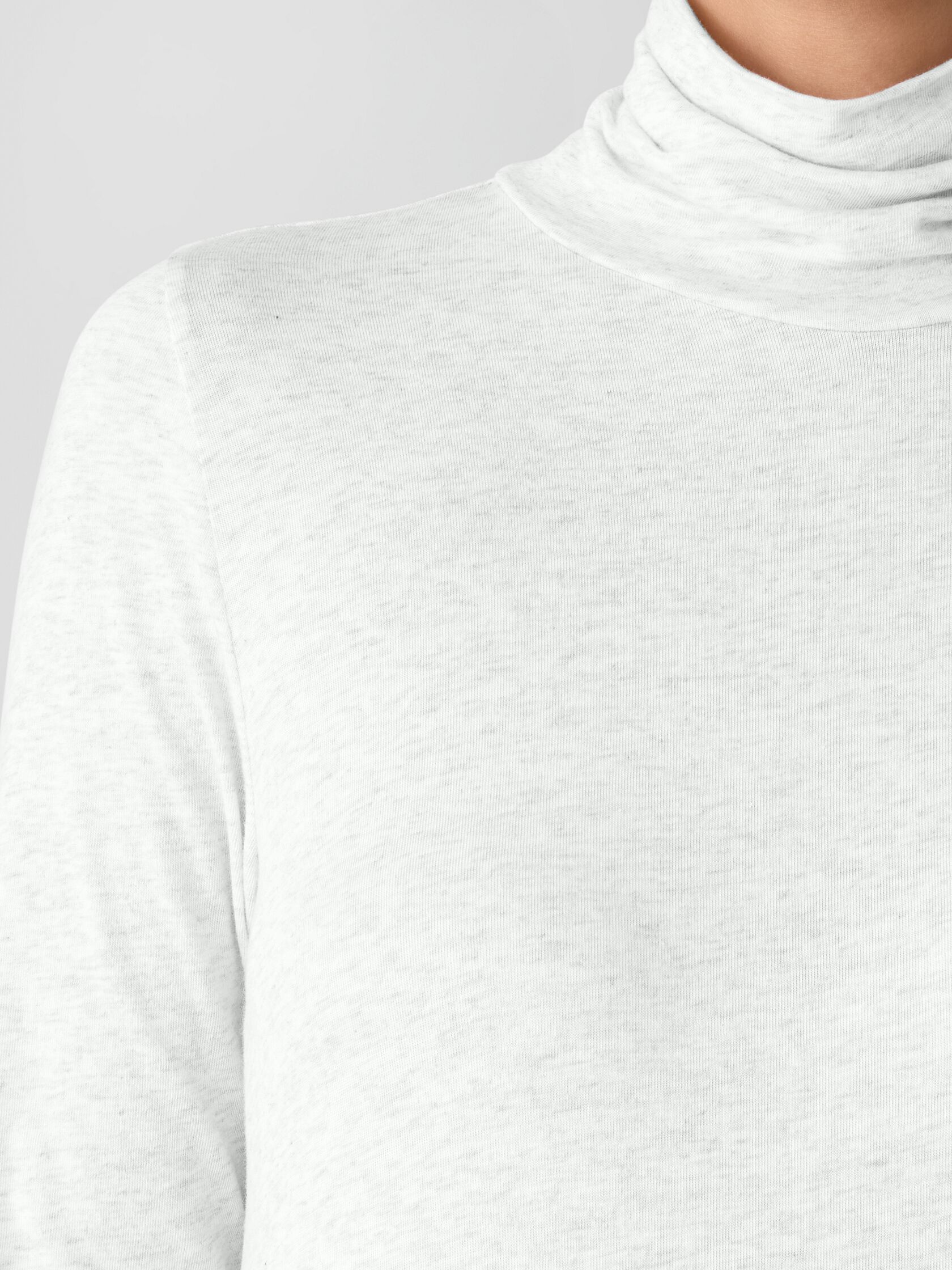 Mélange Sheer Cotton Blend Knit Turtleneck Top