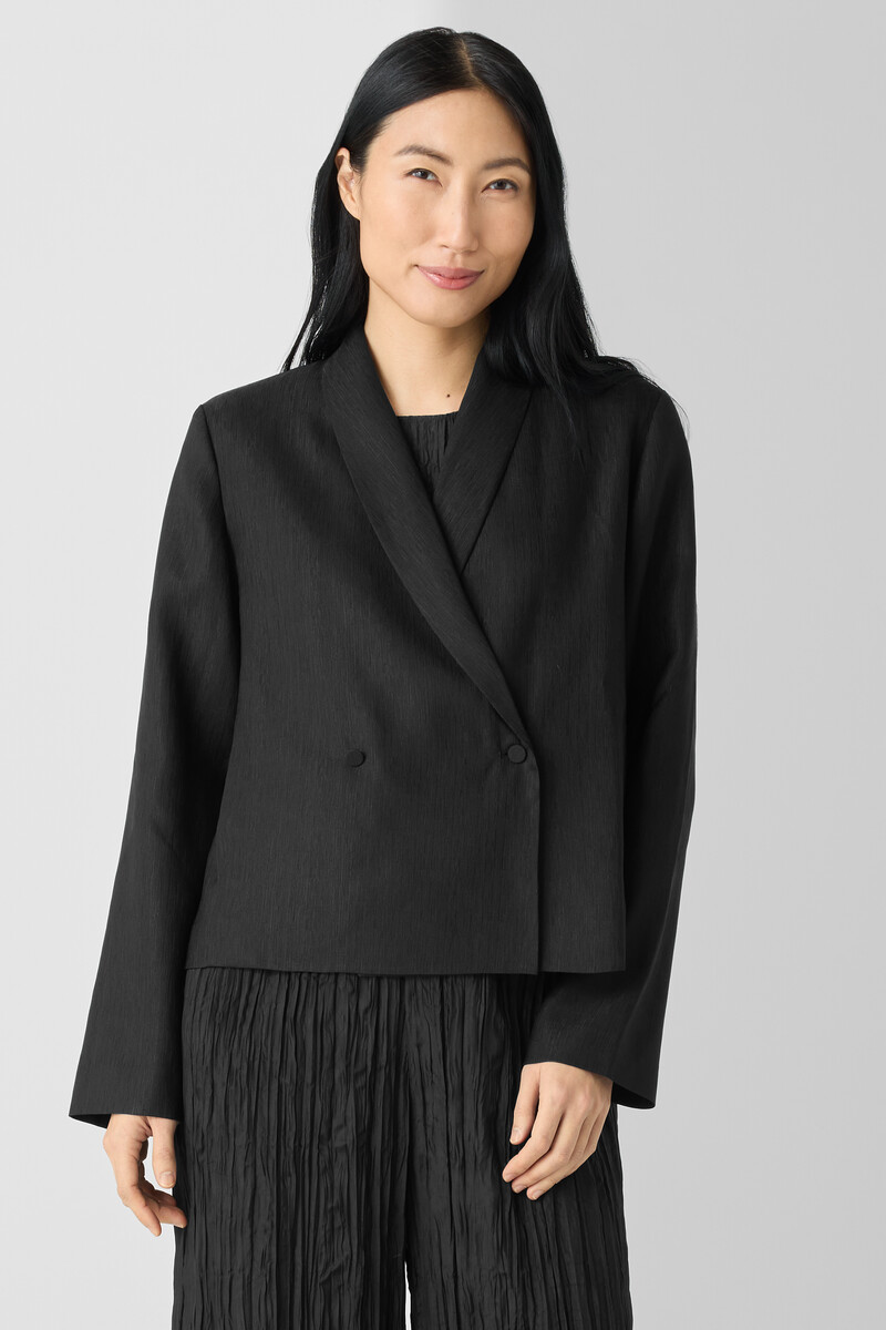 Textured Silk Weave Shawl Collar Jacket Textured Silk Weave Shawl Collar Jacket