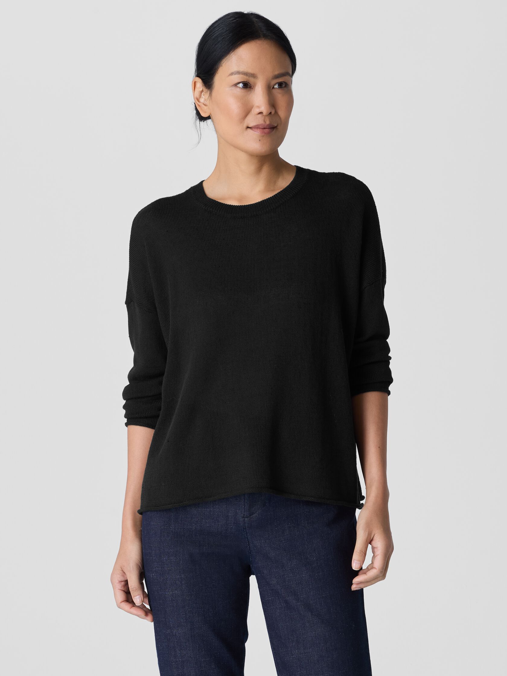 Organic Linen Cotton Cord Crew Neck Top