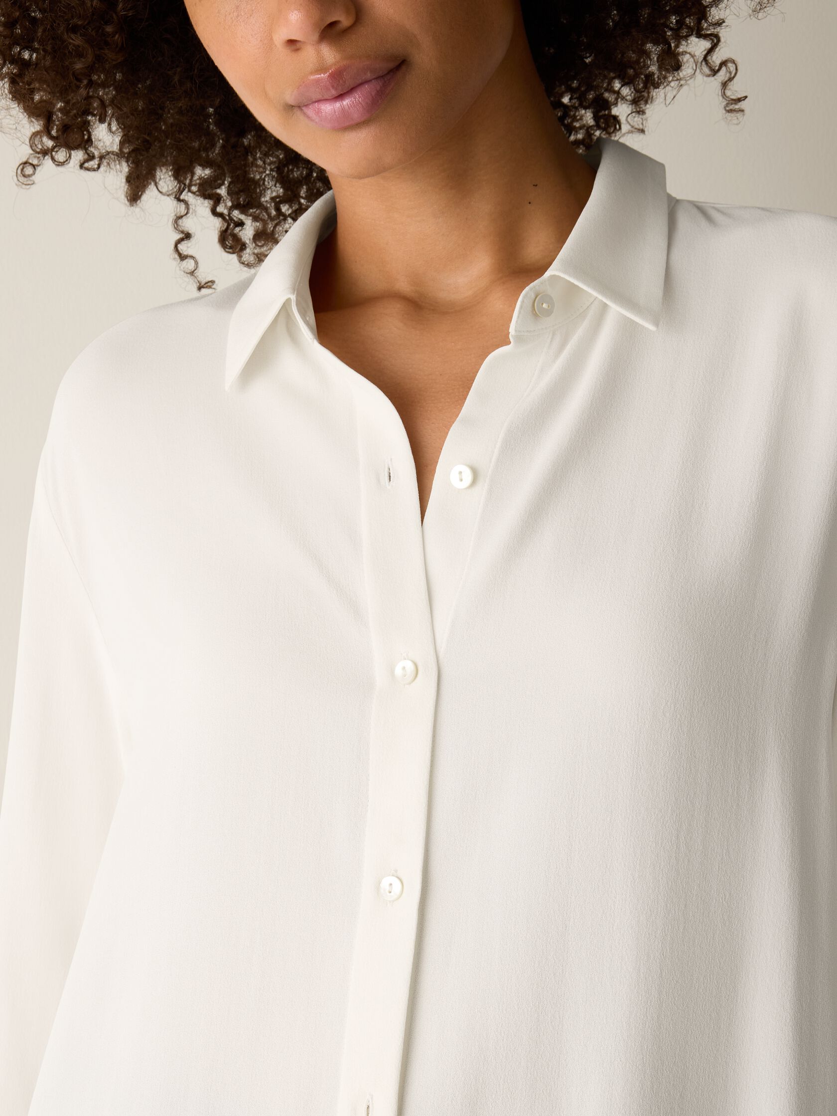 Silk Georgette Crepe Classic Collar Shirt