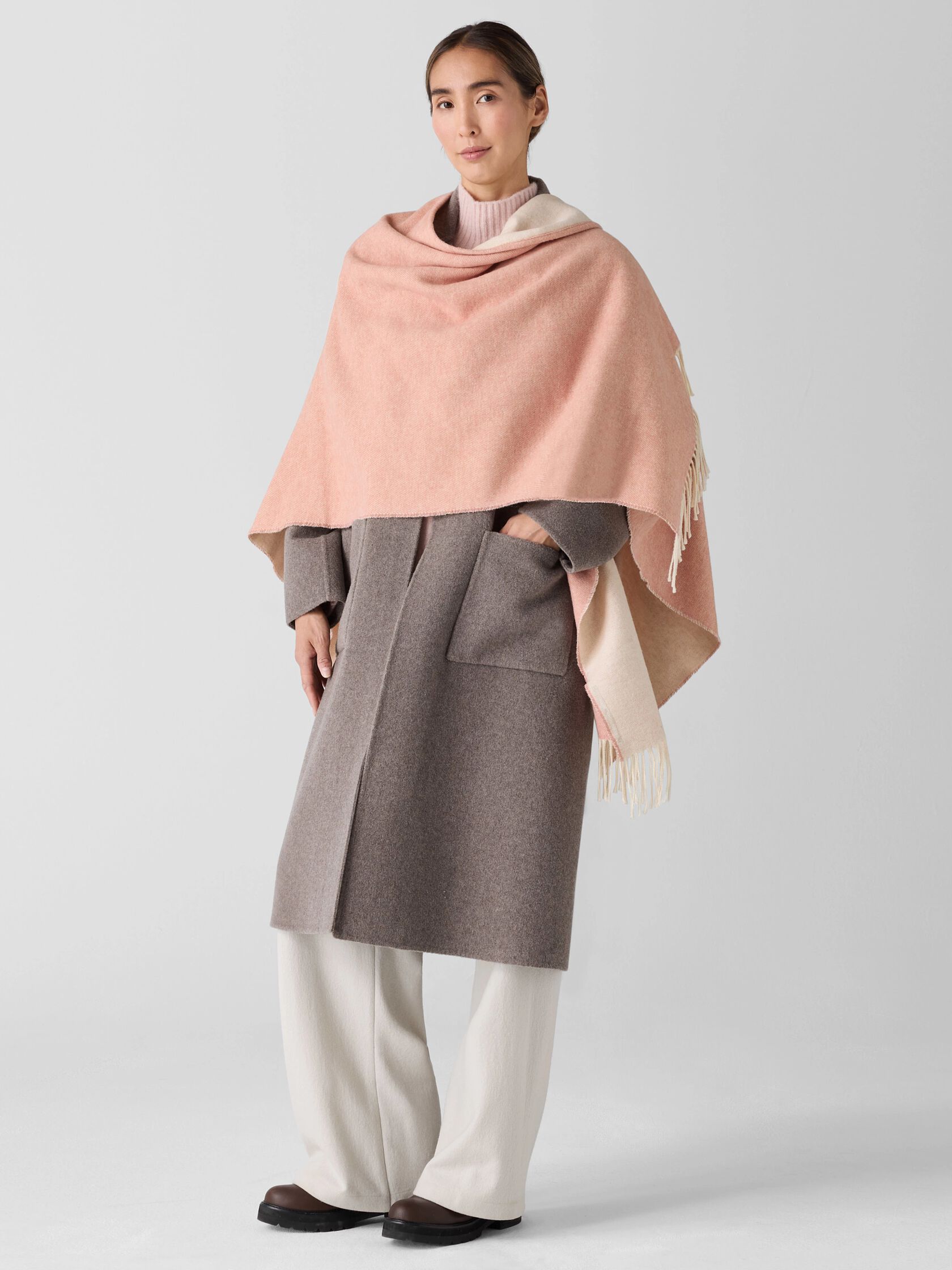 Brushed Recycled Cotton Cashmere Poncho