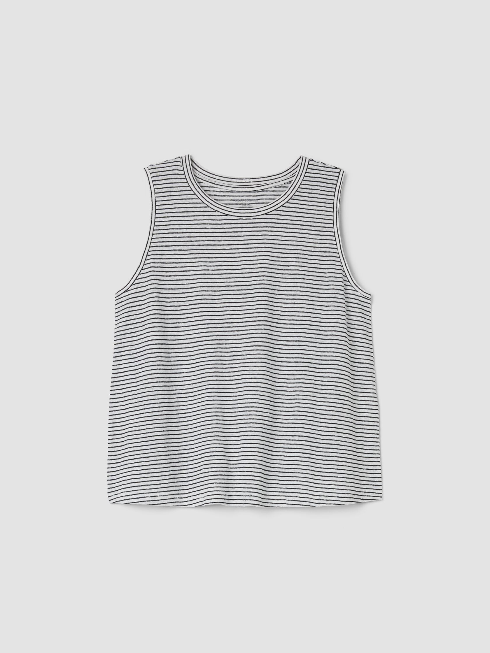 Striped Organic Linen Jersey Crew Neck Tank