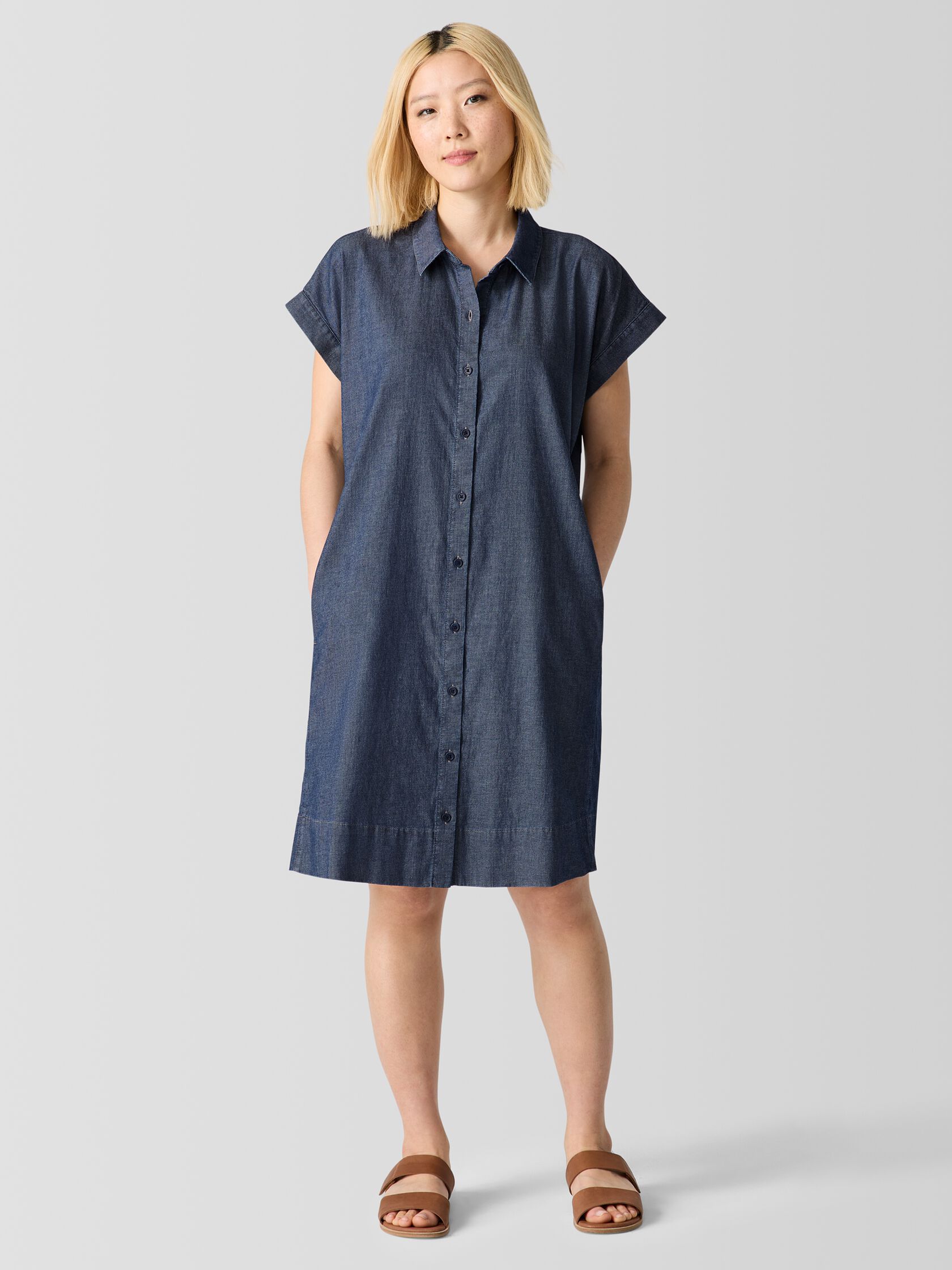 Airy Organic Cotton Twill Shirtdress