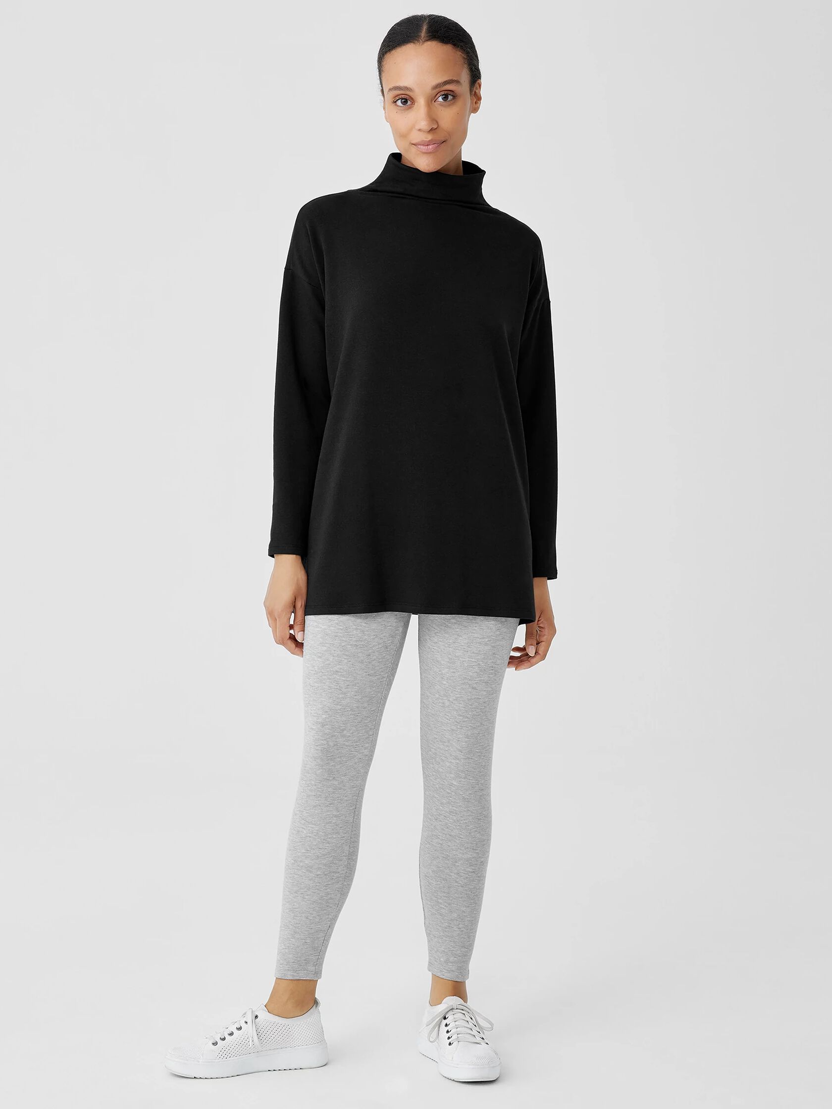 Cozy Brushed Terry Hug Funnel Neck Top