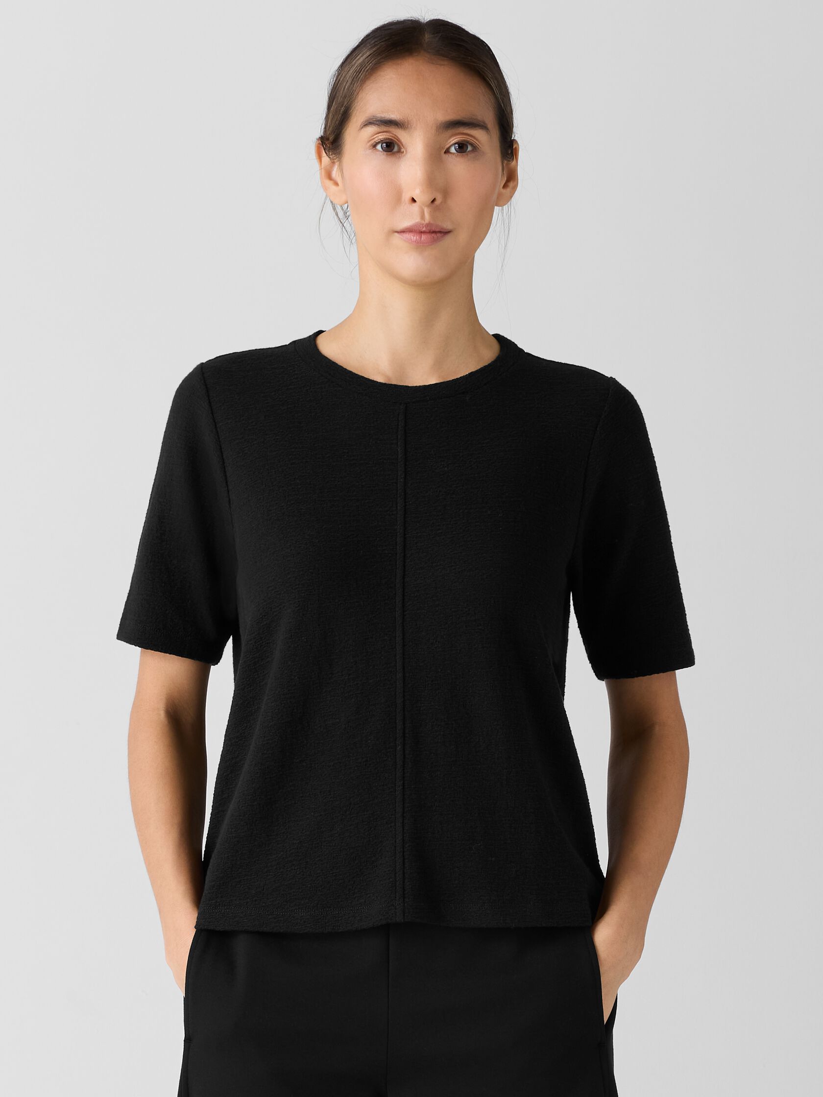 Organic Cotton Jacquard Crew Neck Top