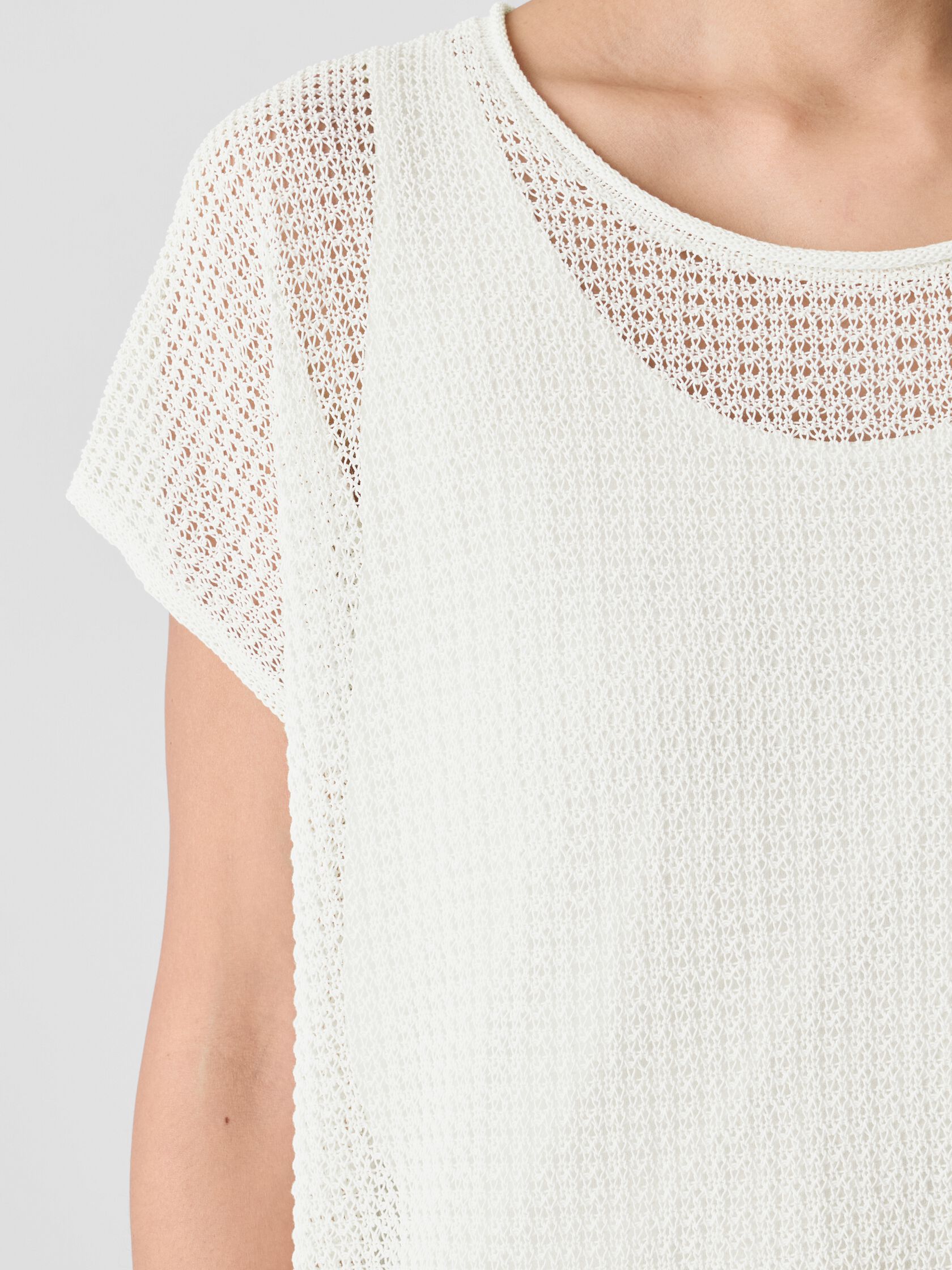 Organic Cotton Cord Sheen Jewel Neck Top