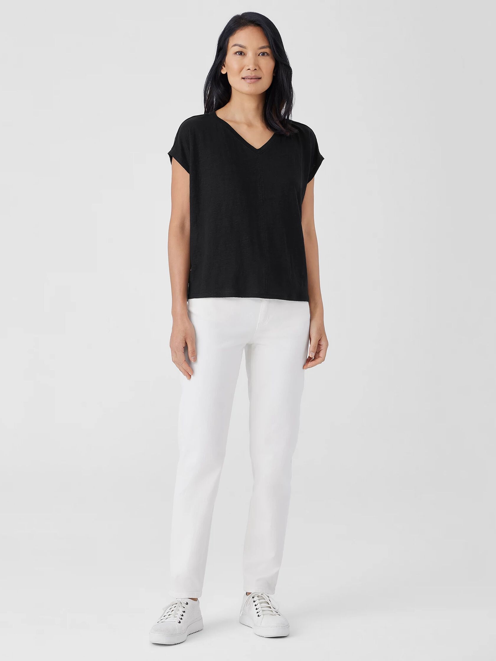 Organic Linen Jersey V-Neck Tee