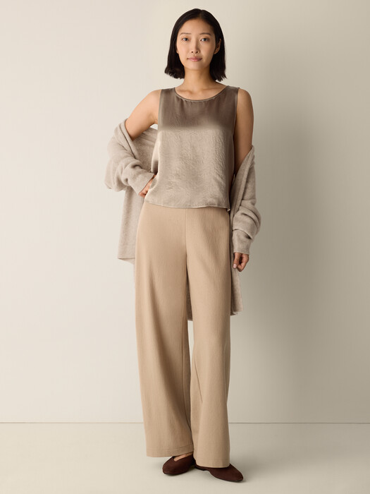 Textured Satin Ballet Neck Tank