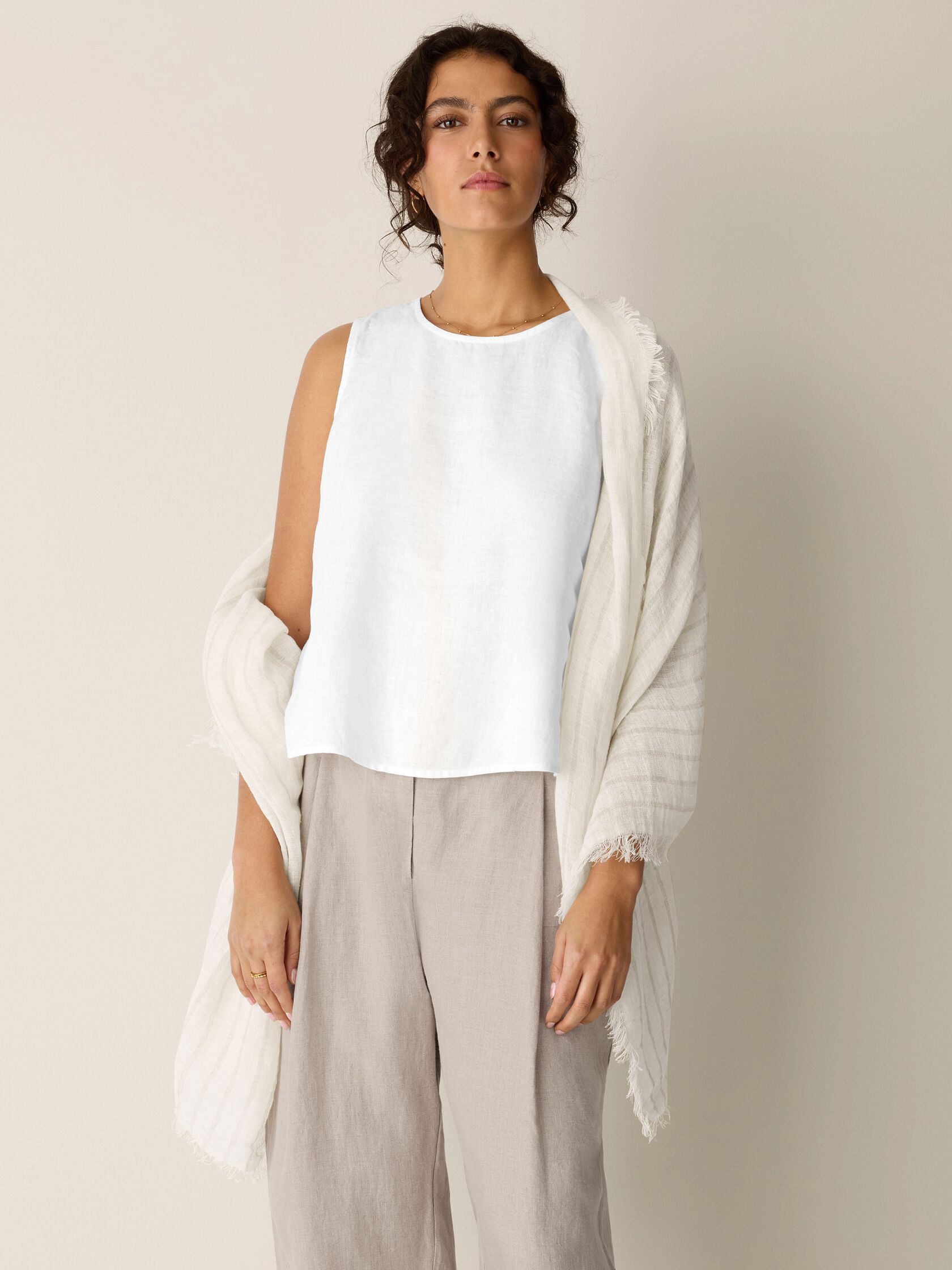 Striped Organic Linen Scarf