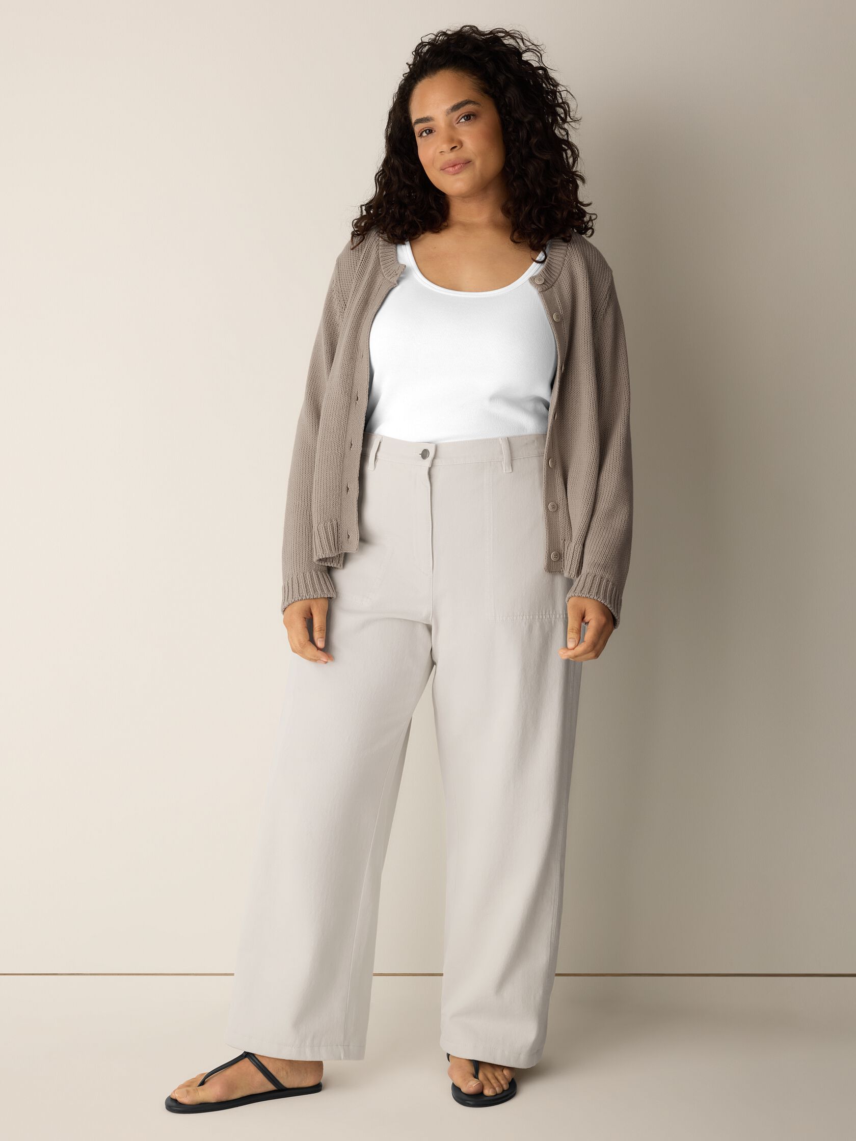 Garment-Dyed Utility Cotton Wide-Leg Pant