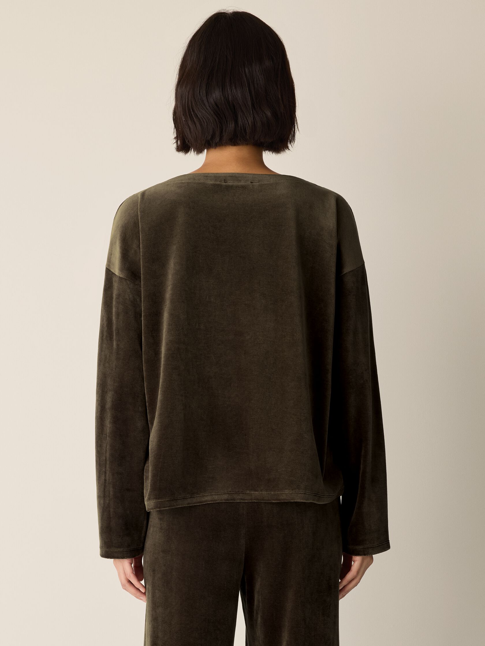 Cozy Velour Knit Bateau Neck Top