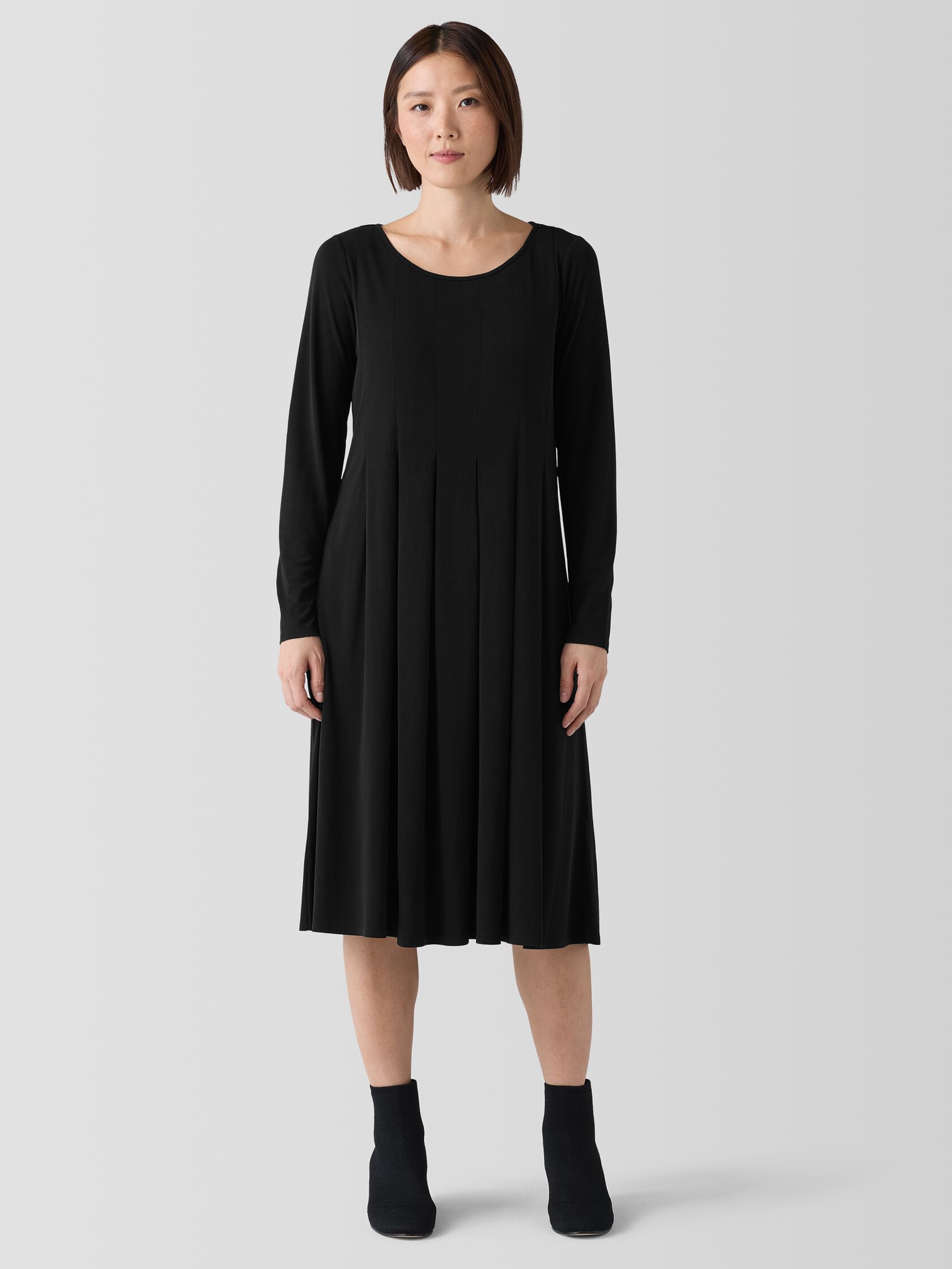 Stretch Silk Jersey Ballet Neck Dress